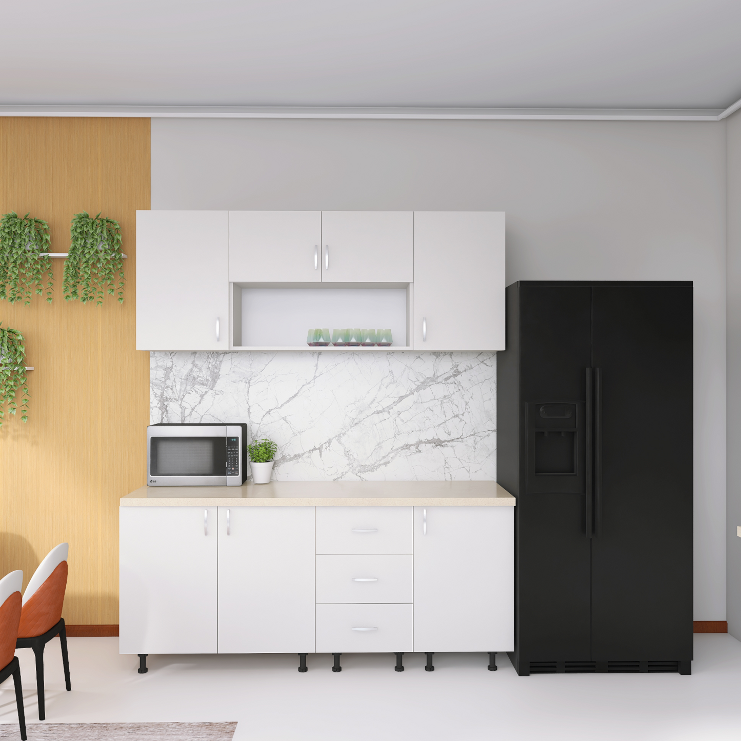 Bucatarie 160cm Lili , Culoare ALB, Material PAL 18mm, Blat Termorezistent 2.8 cm - imagine 11