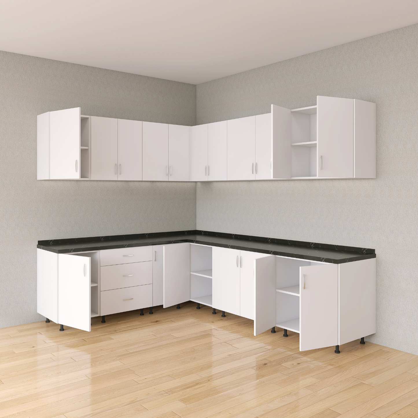 Bucatarie Colt Karla L220 x L240, Pal 18mm, Culoare Alb, Balamale Soft - Clos - imagine 5