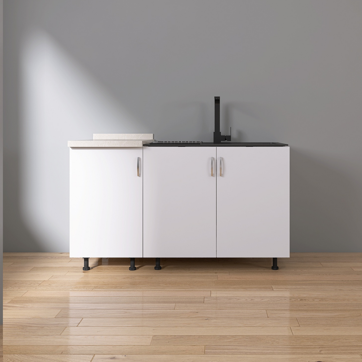 Corp Inferior Bucatarie cu 3 usi 120x50x90 cm, Culoare Alb, Pal 18mm, Blat Termorezistent 2.8 cm - imagine 4