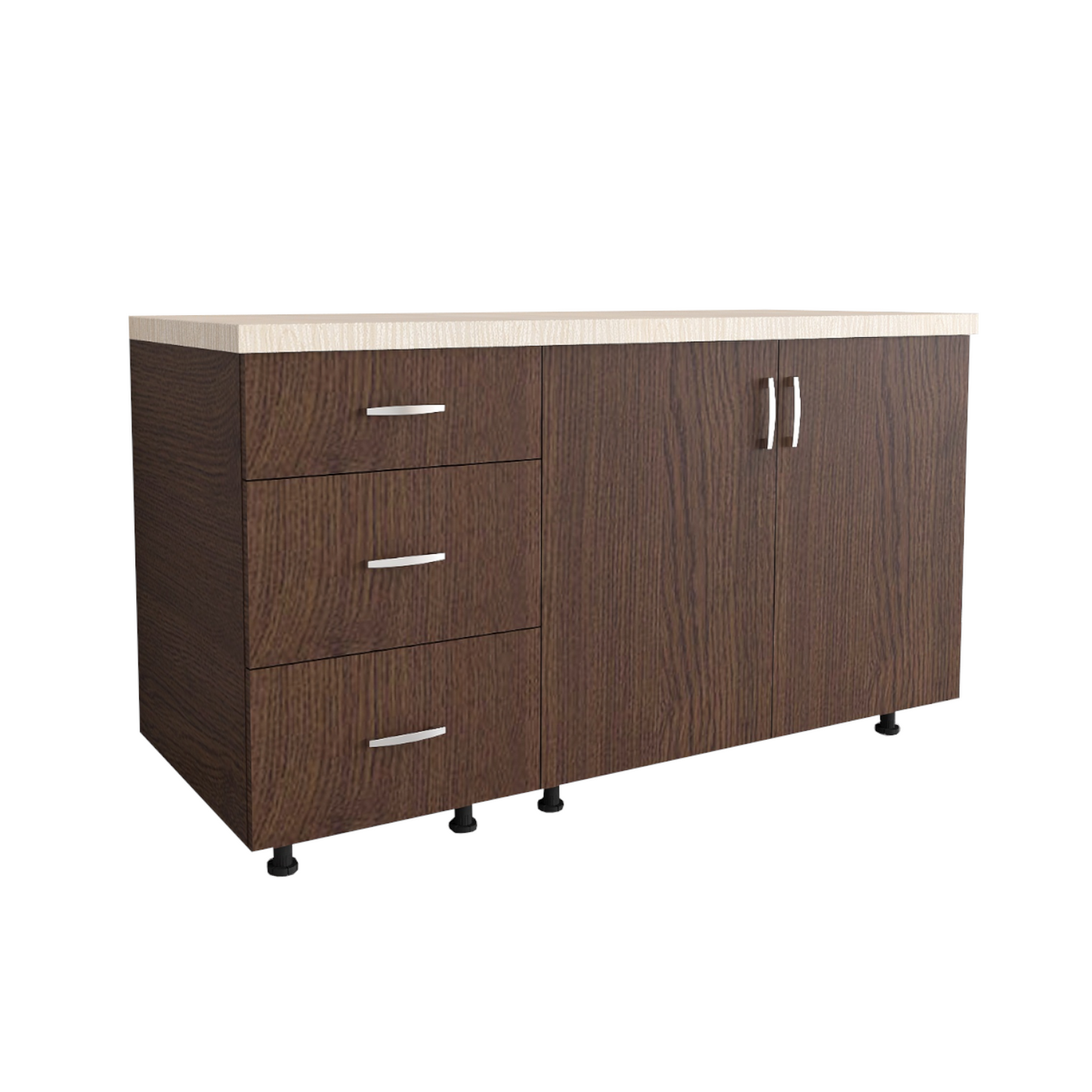 Corp Inferior Bucatarie L120xA50xH90 cm, Culoare WENGE, Pal 18mm, Blat Termorezistent 2.8 cm - imagine 4