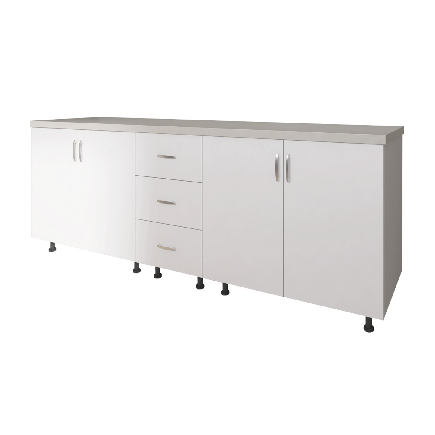 Corp Inferior Bucatarie L200xA50xH90 cm, Culoare ALB, Pal 18mm, Blat Termorezistent 2.8 cm - imagine 5