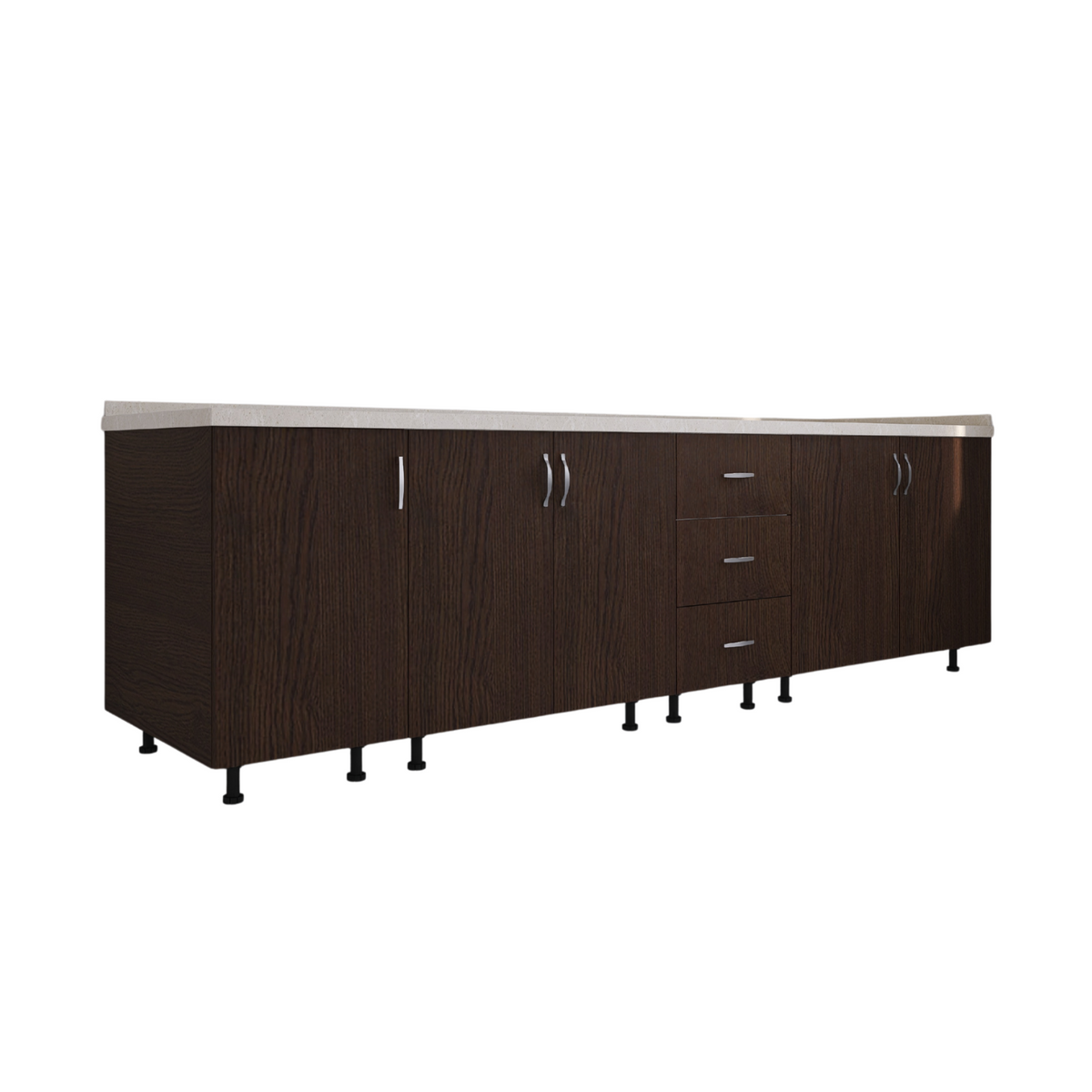 Corp Inferior Bucatarie L240 x A50 x H90 cm, Culoare Wenge, Pal 18mm, Blat Termorezistent 2.8 cm - imagine 3