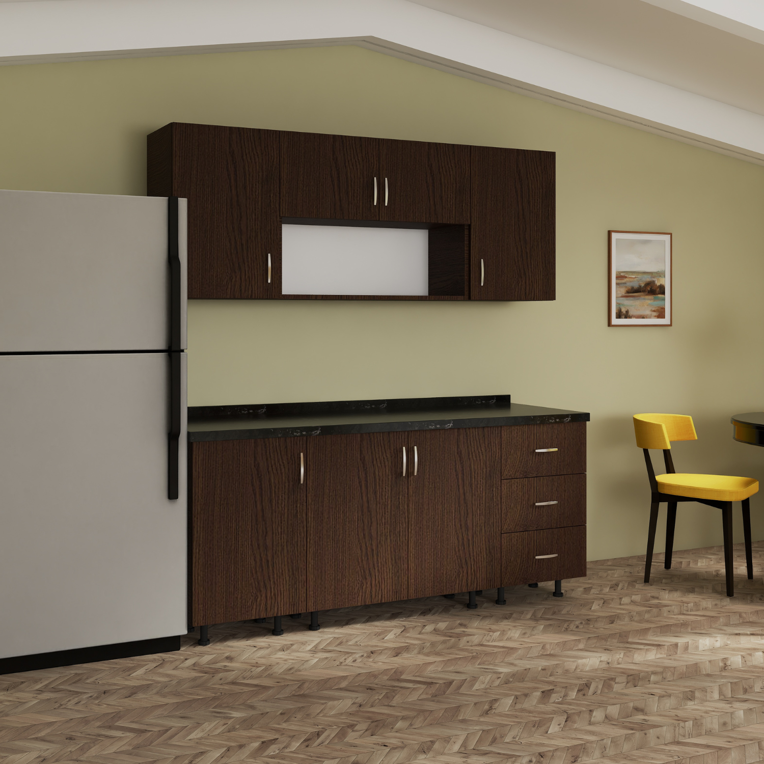 Bucatarie 160cm Bella, Culoare WENGE, Material PAL 18mm, Blat Termorezistent 2.8 cm - imagine 2