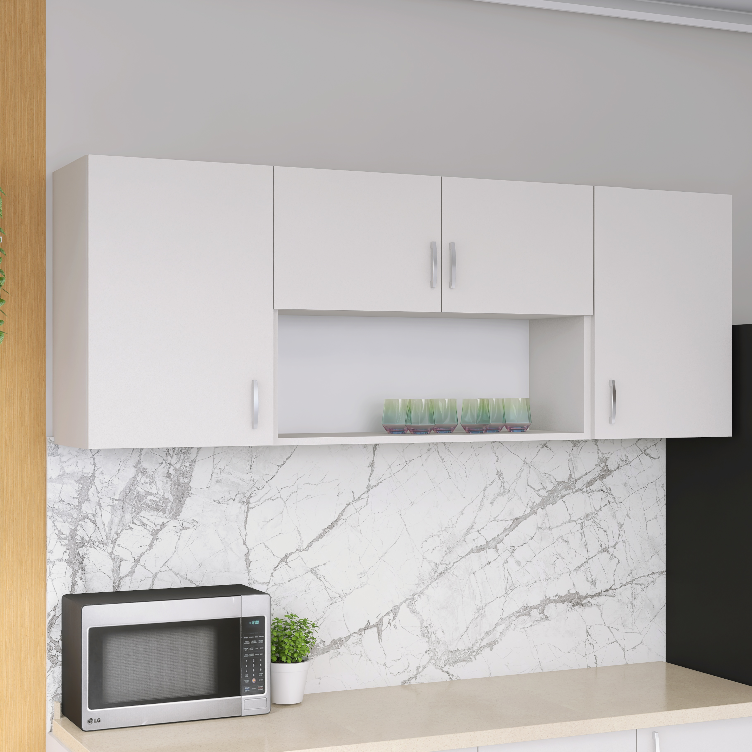 Bucatarie 160cm Lili , Culoare ALB, Material PAL 18mm, Blat Termorezistent 2.8 cm - imagine 4