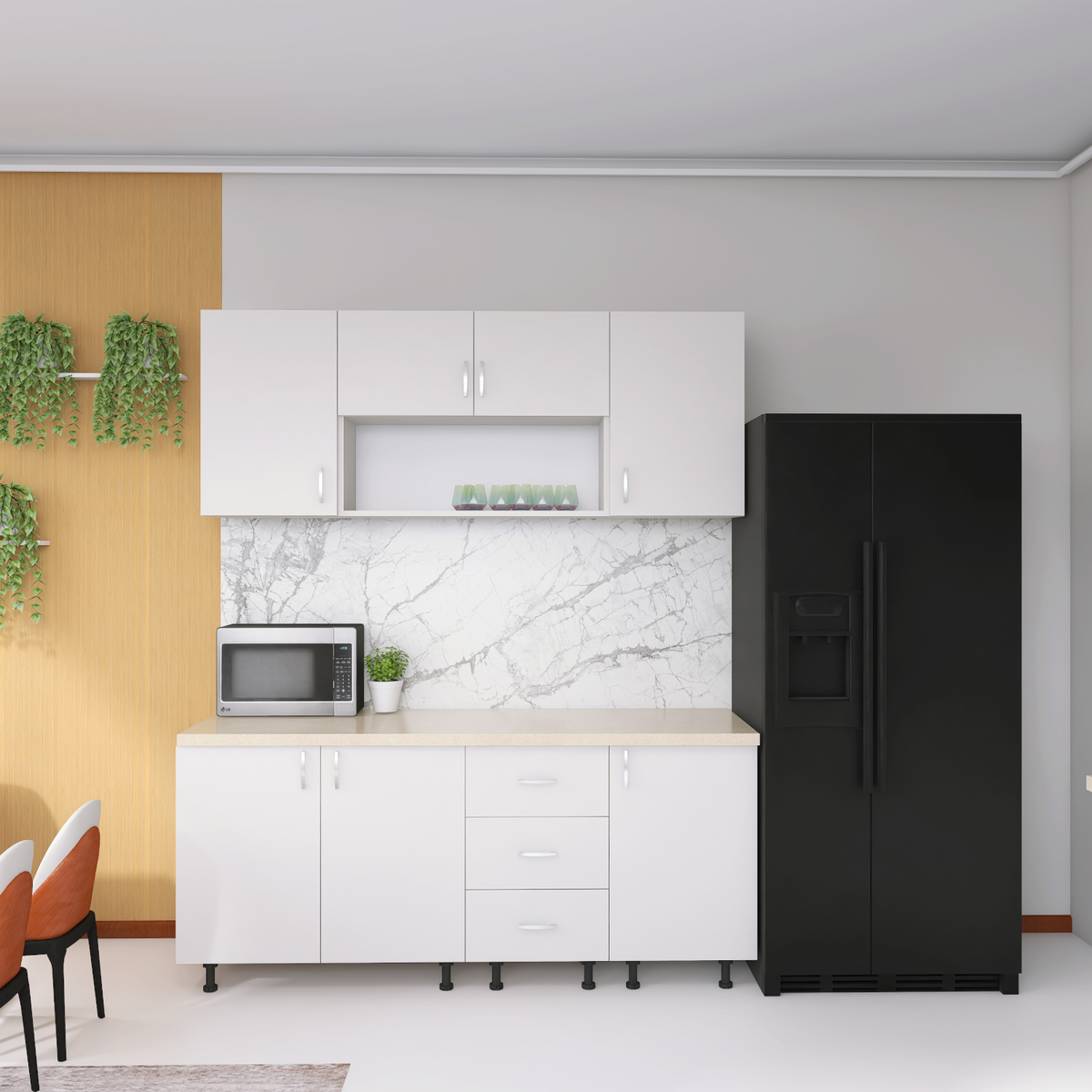 Bucatarie 160cm Lili , Culoare ALB, Material PAL 18mm, Blat Termorezistent 2.8 cm - imagine 7