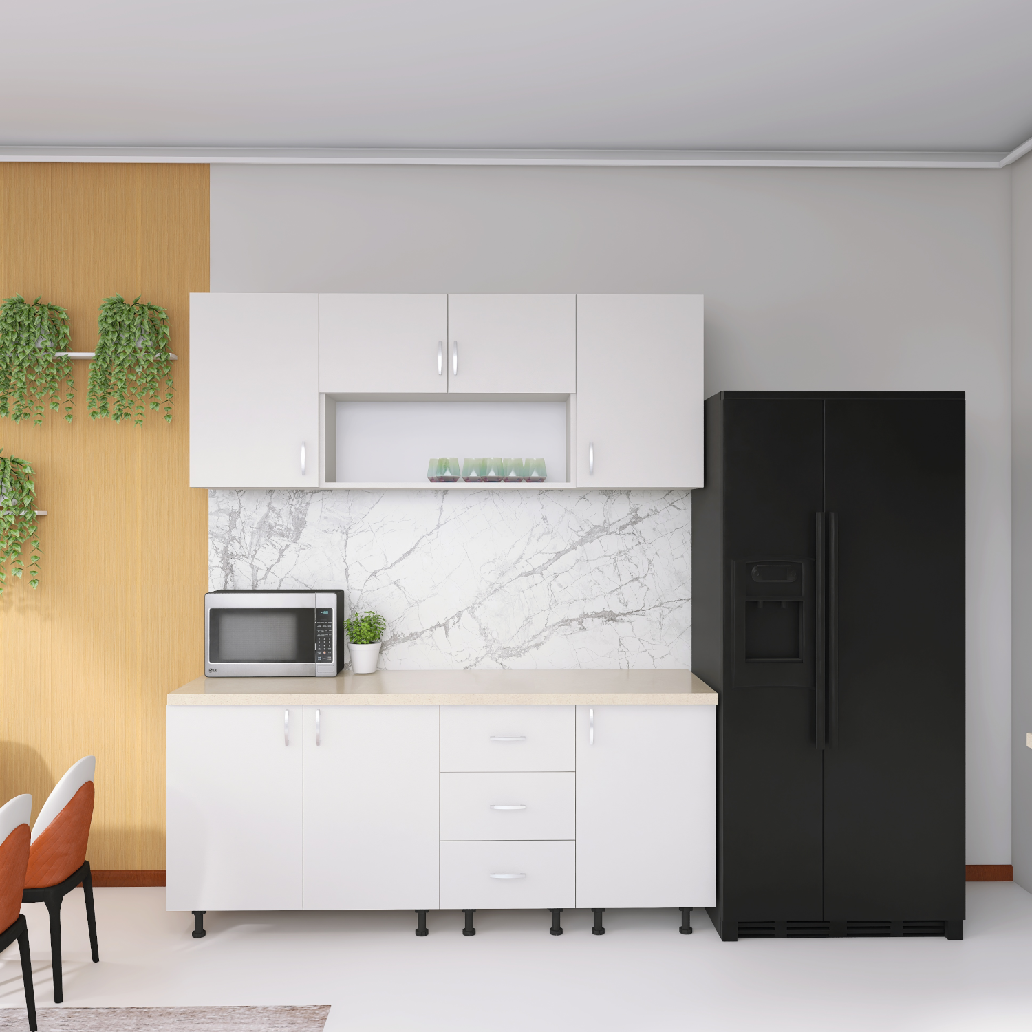 Bucatarie 160cm Lili , Culoare ALB, Material PAL 18mm, Blat Termorezistent 2.8 cm - imagine 11