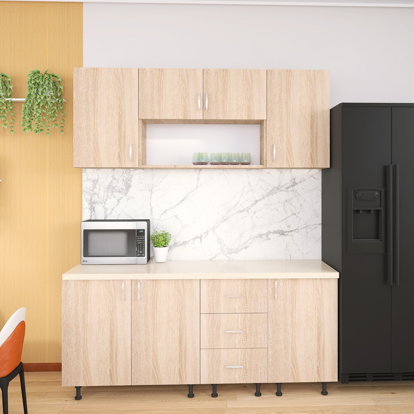 Bucatarie 160cm Lili , Culoare Sonoma, Material PAL 18mm, Blat Termorezistent 2.8 cm - imagine 4