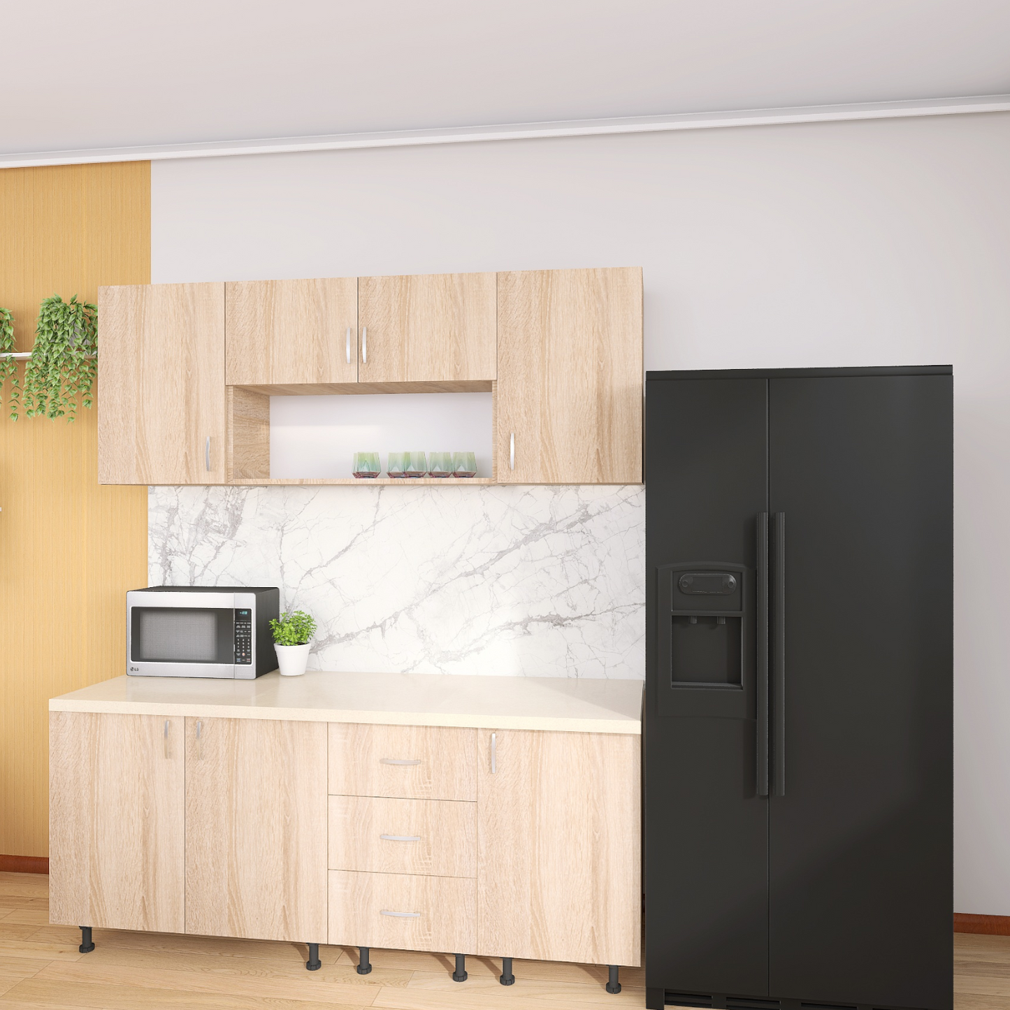 Bucatarie 160cm Lili , Culoare Sonoma, Material PAL 18mm, Blat Termorezistent 2.8 cm - imagine 2