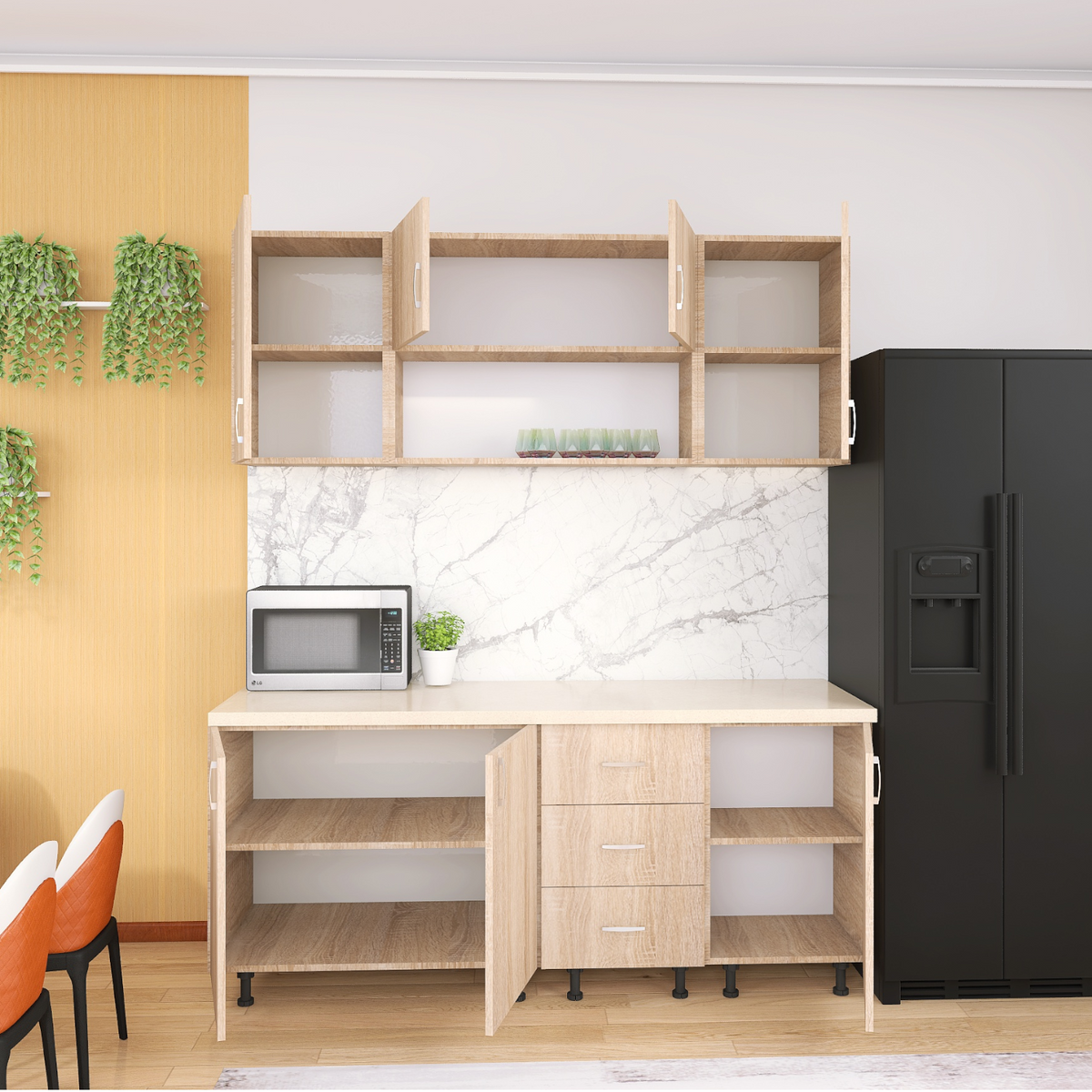 Bucatarie 160cm Lili , Culoare Sonoma, Material PAL 18mm, Blat Termorezistent 2.8 cm - imagine 3