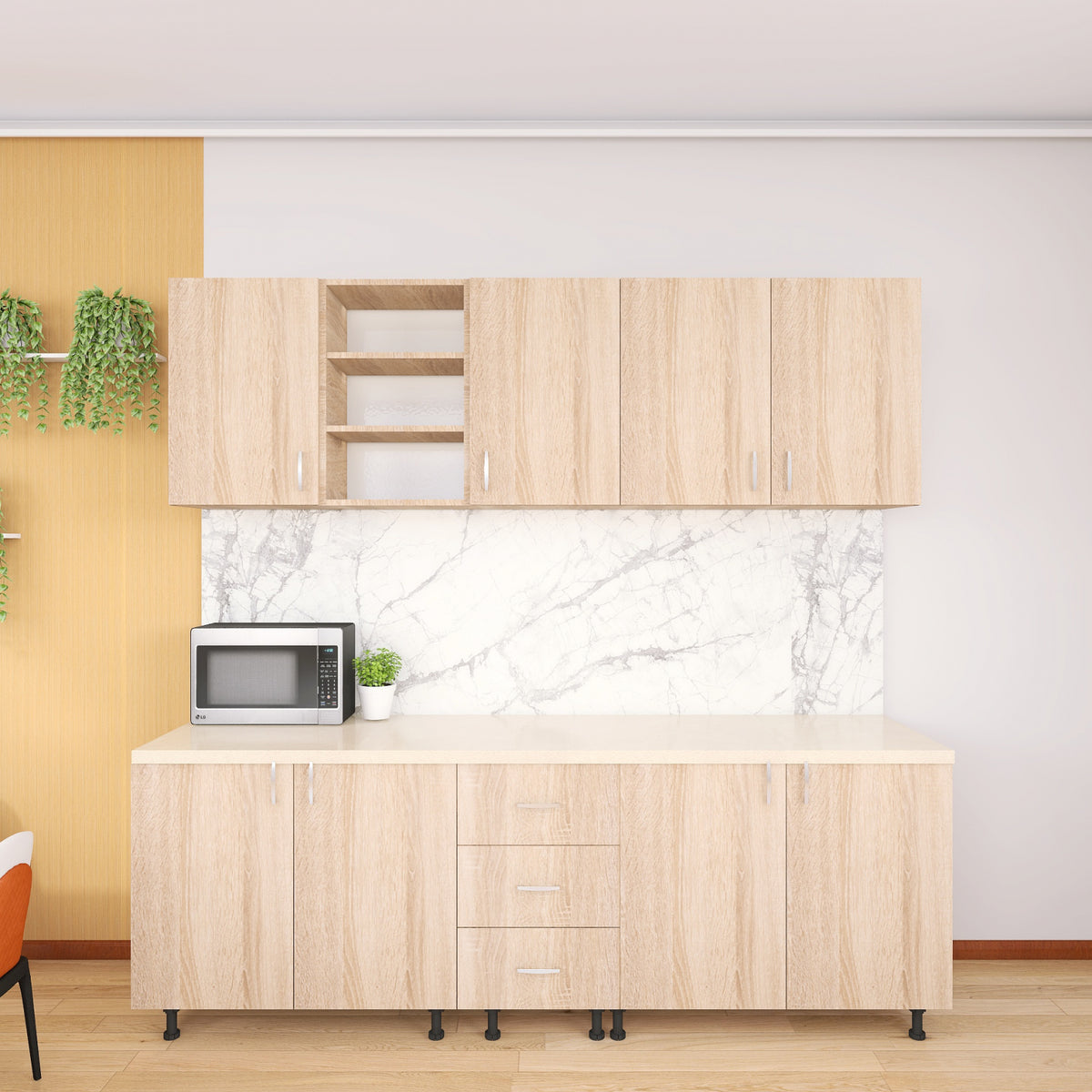 Bucatarie 200cm MARA, Culoare Sonoma, Material PAL 18mm, Blat Termorezistent de 2,8 cm - imagine 3