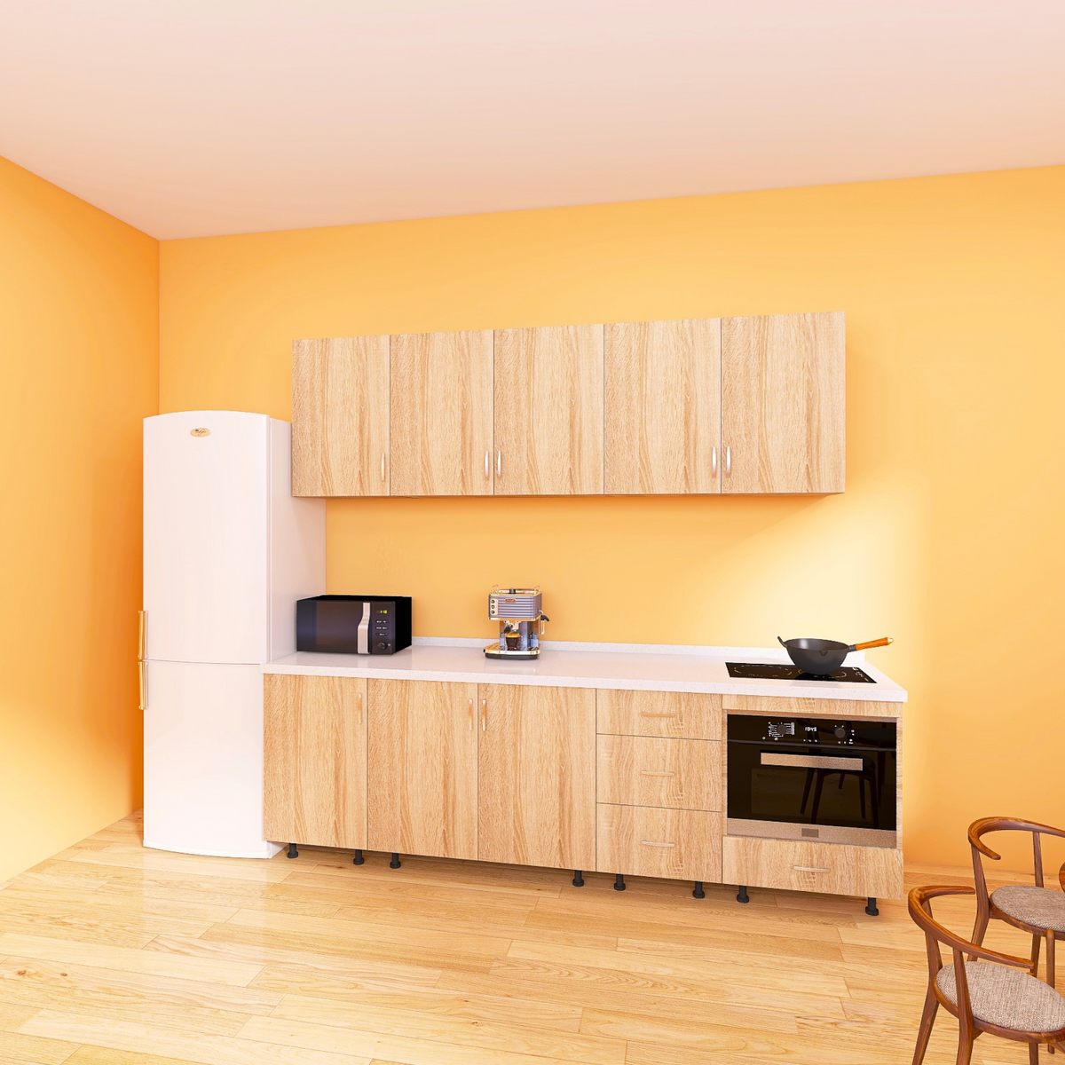 Bucatarie 200cm ROMA, Culoare Sonoma, Material PAL 18mm, Blat Termorezistent de 2,8 cm - imagine 4