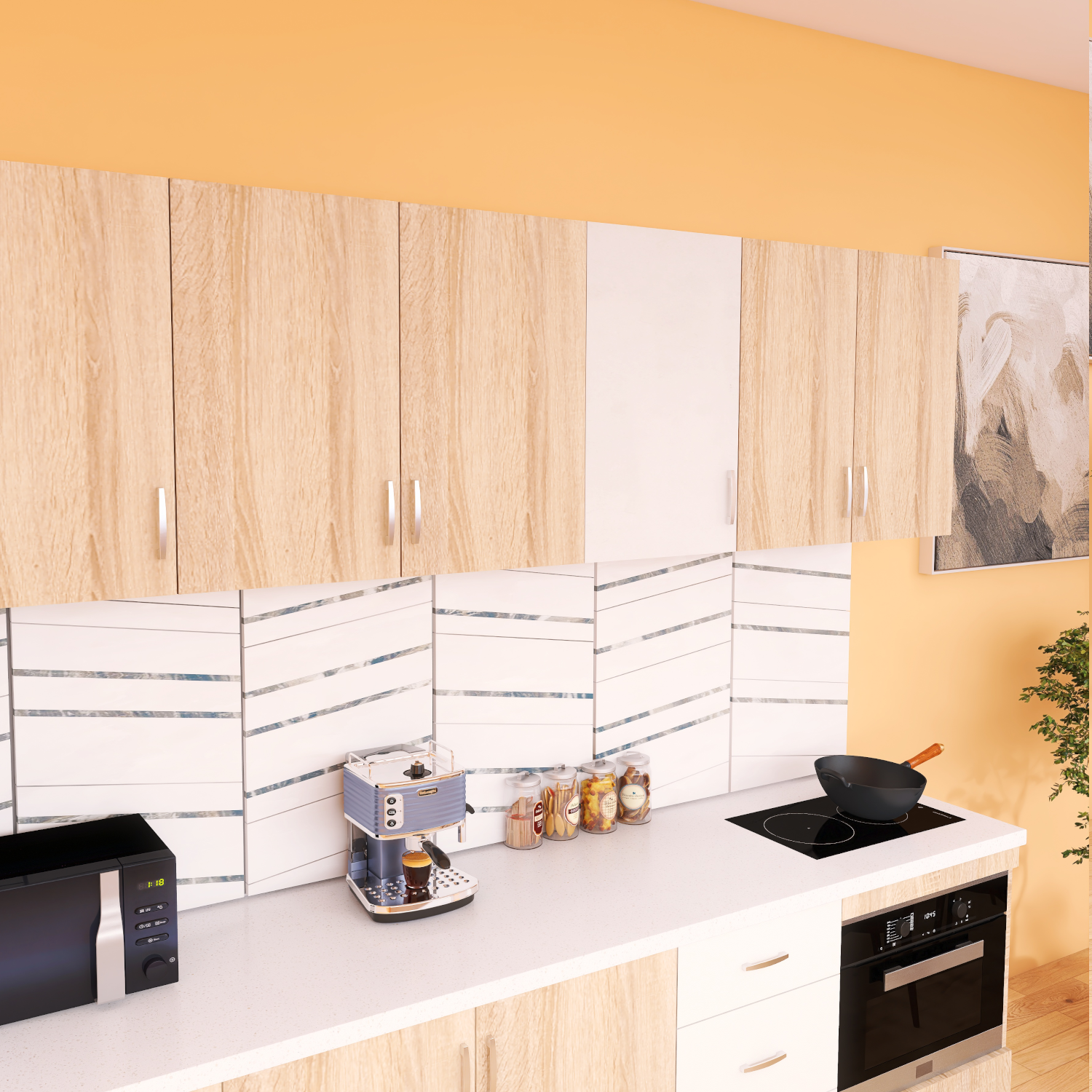Bucatarie 200cm ROMA, Culoare Sonoma, Material PAL 18mm, Blat Termorezistent de 2,8 cm - imagine 5