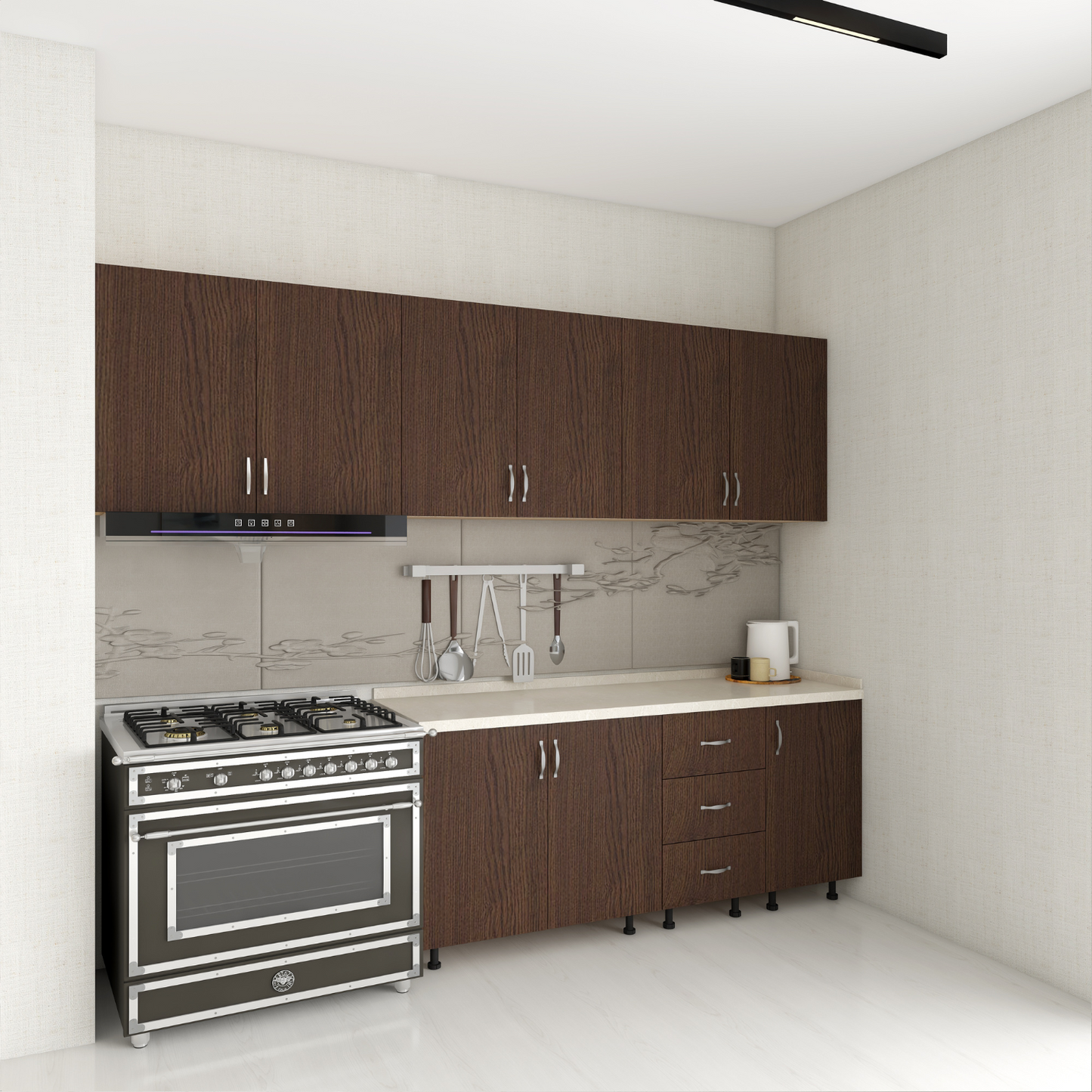 Bucatarie 220 cm Keti, Pal 18mm, Blat Termorezistent, Wenge