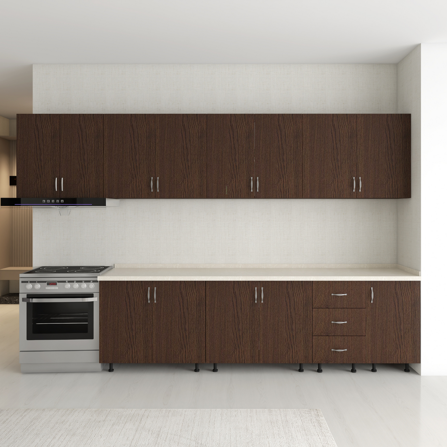 Bucatarie 300cm Amelia, Pal 18mm, Blat Termorezistent, Culoare Wenge - imagine 3