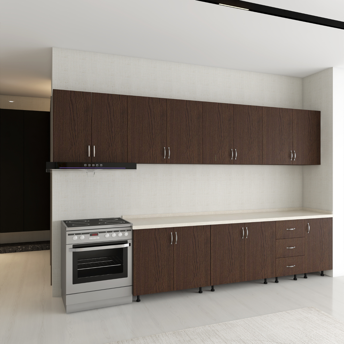 Bucatarie 300cm Amelia, Pal 18mm, Blat Termorezistent, Culoare Wenge - imagine 2