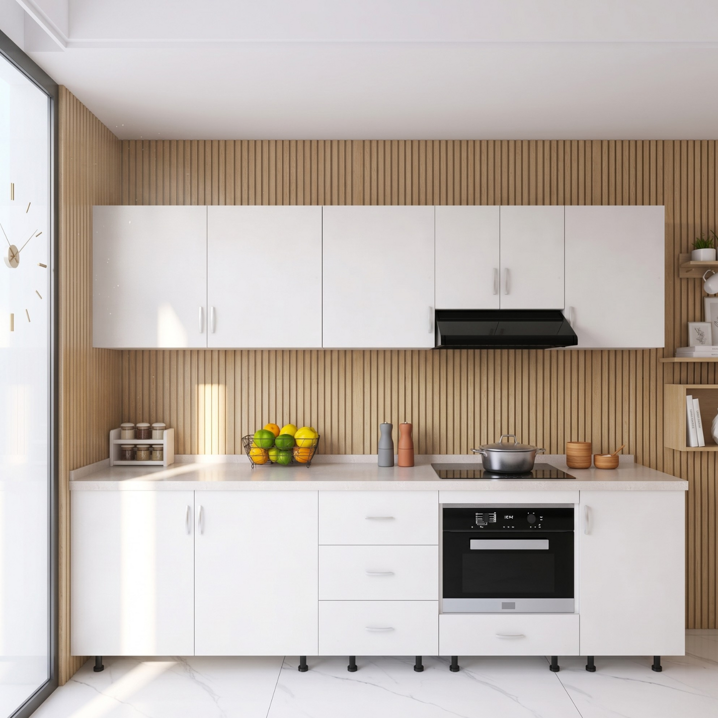 Bucatarie ADDA 220cm, Culoare Alb, Pal 18mm