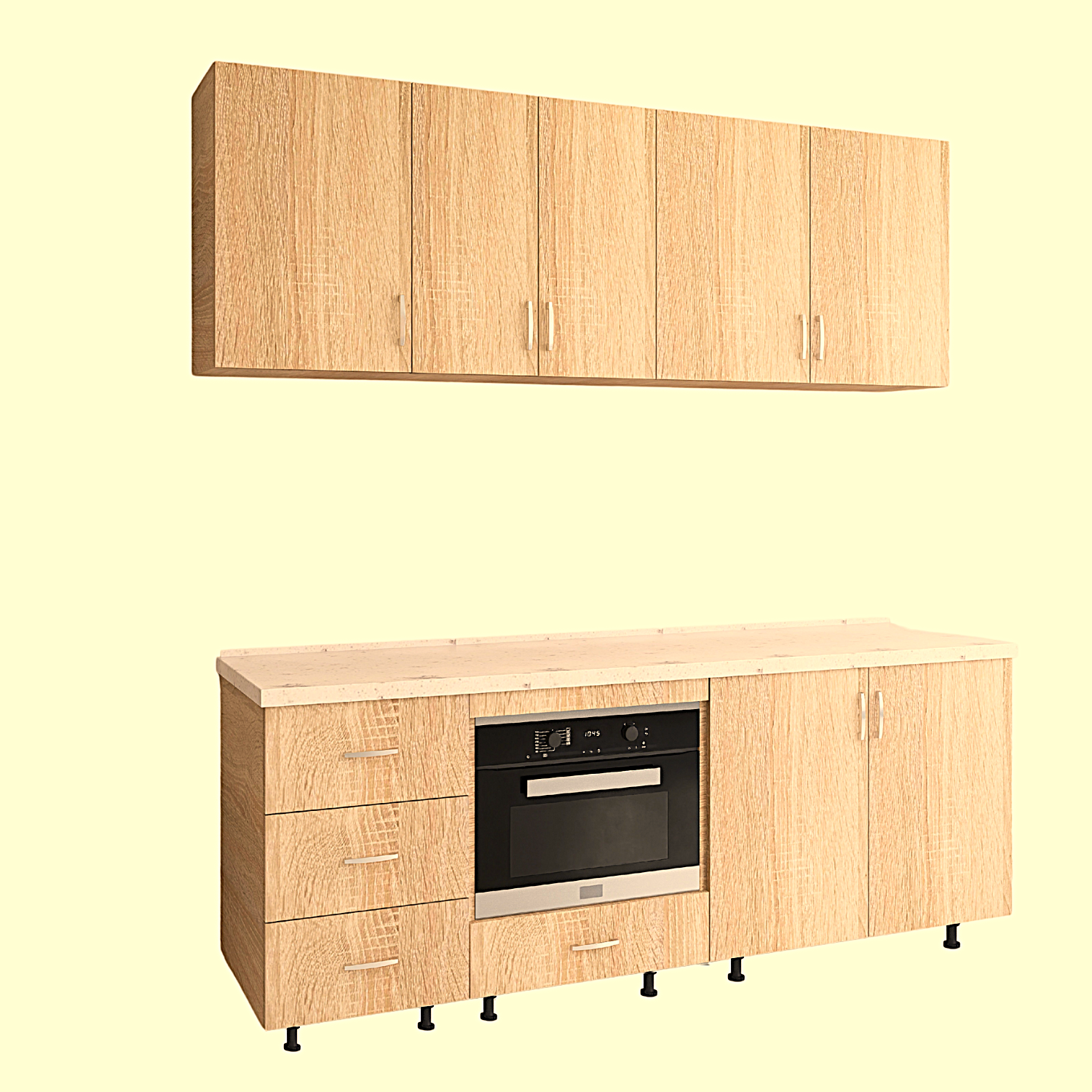 Bucatarie Alina 180 cm, Culoare Stejar Sonoma, Pal 18mm, Blat Termorezistent 2,8 cm Grosime - imagine 5