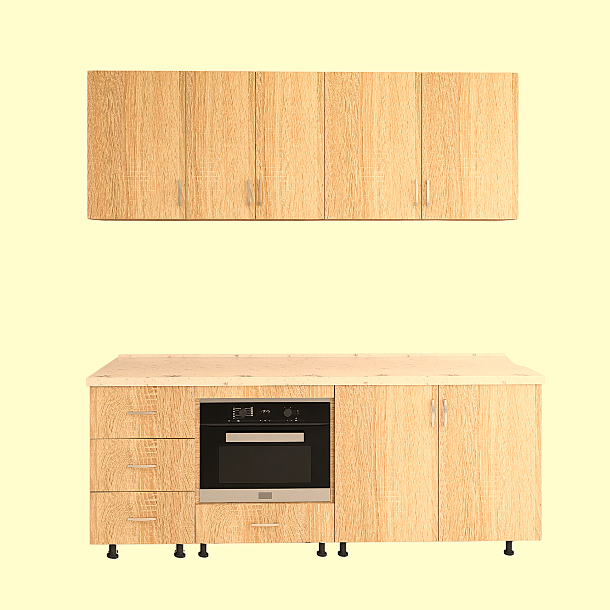 Bucatarie Alina 180 cm, Culoare Stejar Sonoma, Pal 18mm, Blat Termorezistent 2,8 cm Grosime - imagine 4