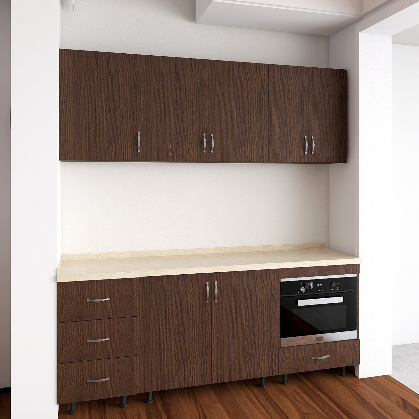 Bucatarie Alina 180 cm, Culoare Wenge, Pal 18mm, Blat Termorezistent 2,8 cm Grosime - imagine 4