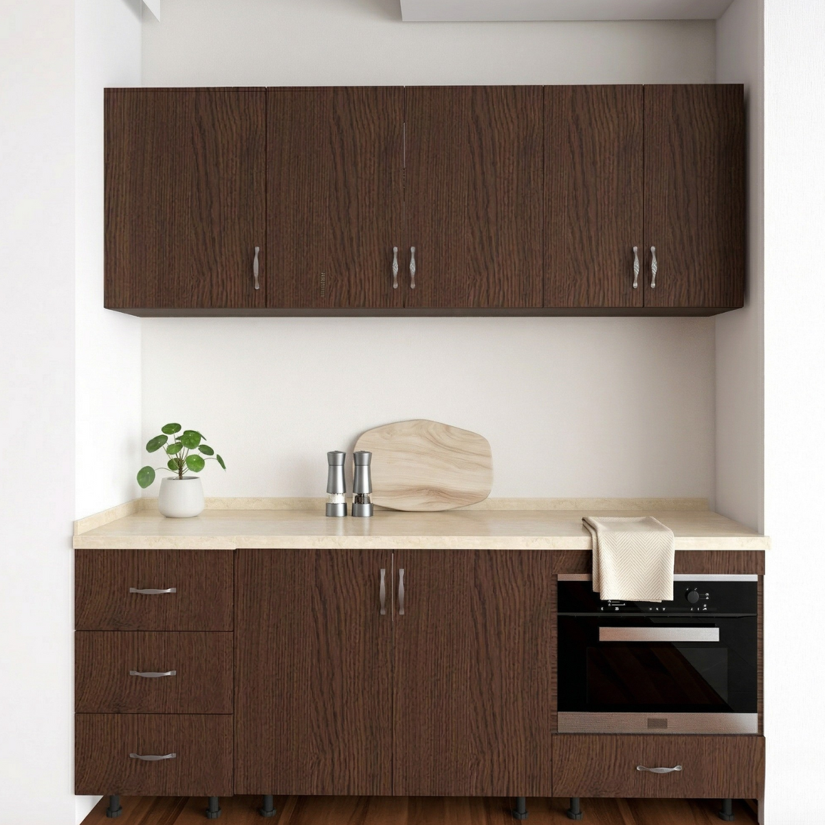 Bucatarie Alina 180 cm, Culoare Wenge, Pal 18mm, Blat Termorezistent 2,8 cm Grosime - imagine 2