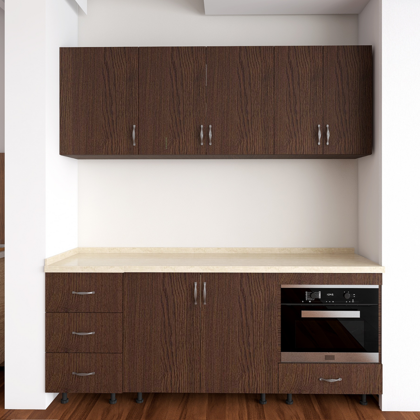 Bucatarie Alina 180 cm, Culoare Wenge, Pal 18mm, Blat Termorezistent 2,8 cm Grosime - imagine 3
