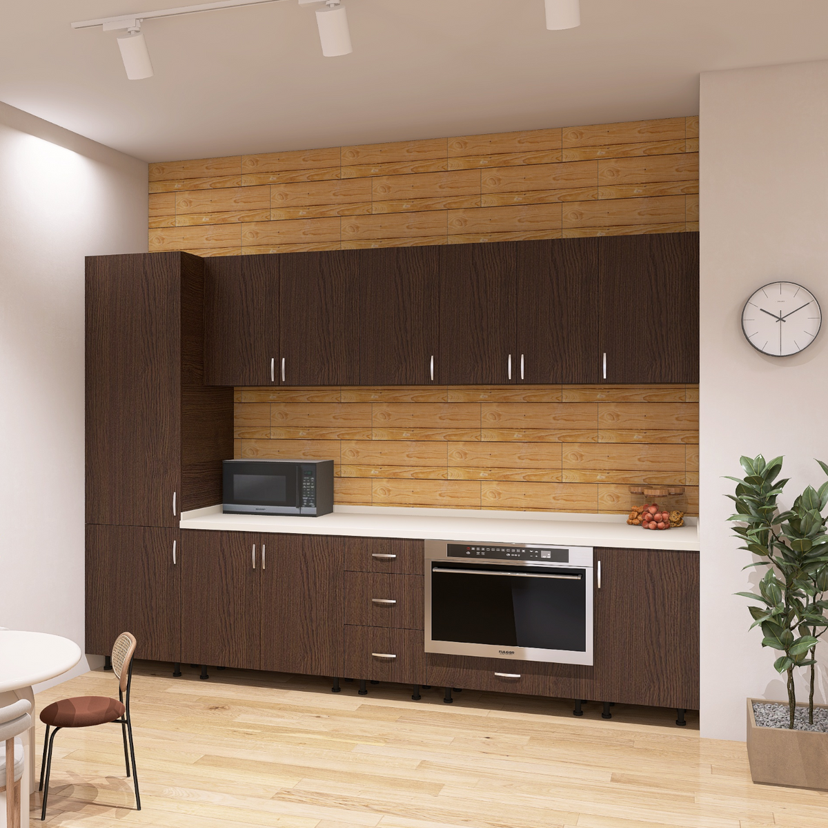 Bucatarie Claus 260 cm, Material PAL 18mm, Culoare Wenge, Blat termorezistent 2.8cm - imagine 2
