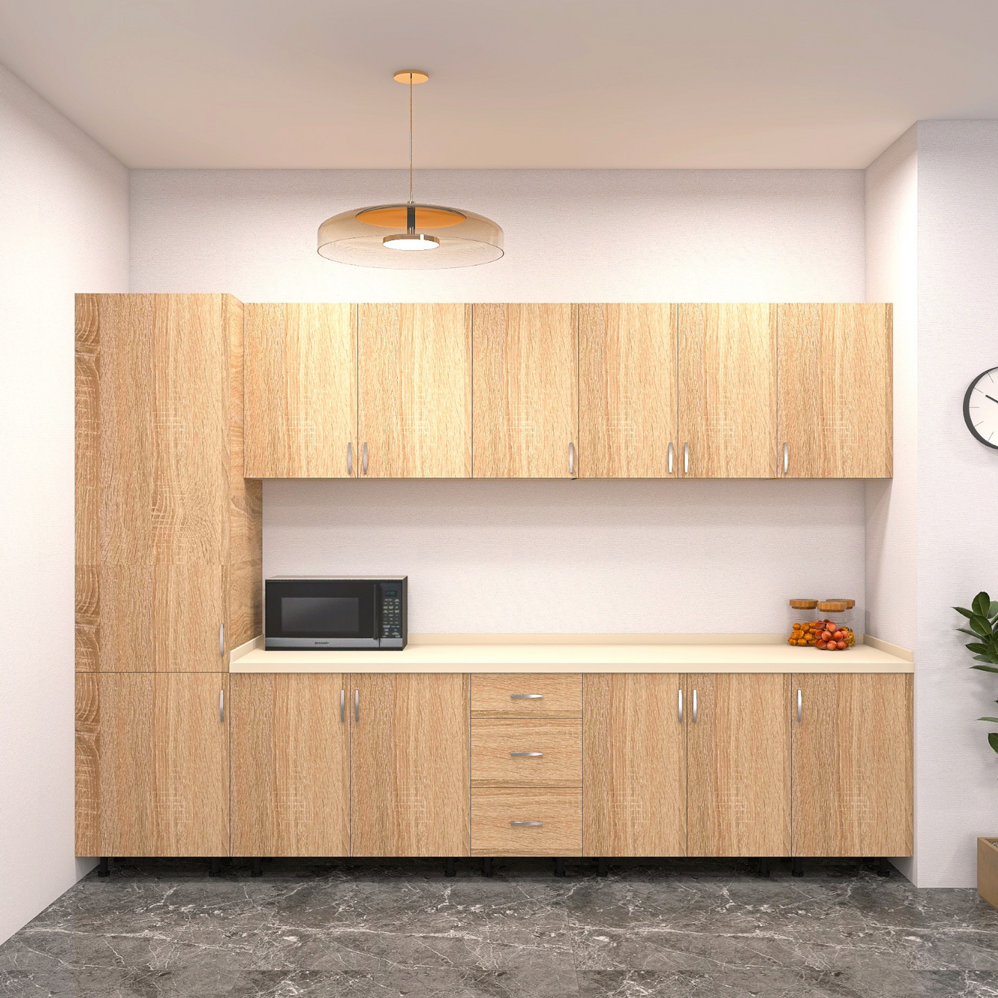 Bucatarie Claus 300 cm, Material PAL 18mm, Culoare Stejar Sonoma, Blat termorezistent 2.8cm - imagine 3