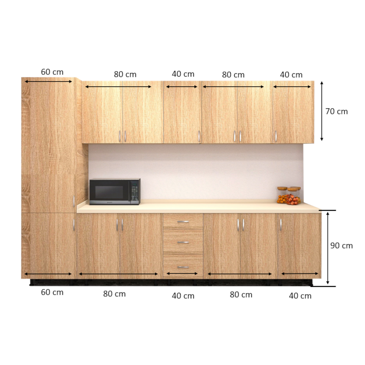 Bucatarie Claus 300 cm, Material PAL 18mm, Culoare Stejar Sonoma, Blat termorezistent 2.8cm - imagine 4