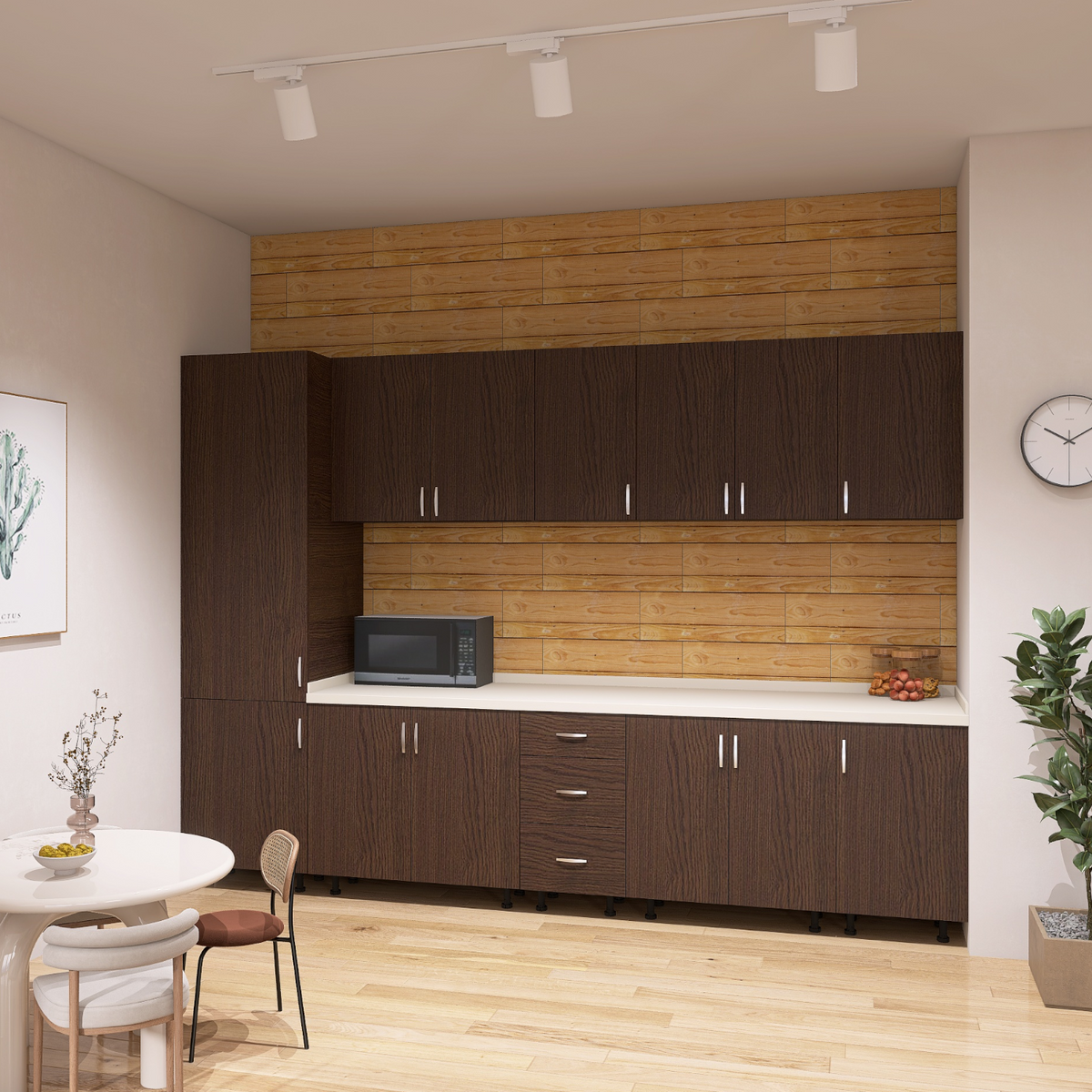 Bucatarie Claus 300 cm, Material PAL 18mm, Culoare Wenge, Blat termorezistent 2.8cm 240cm - imagine 2