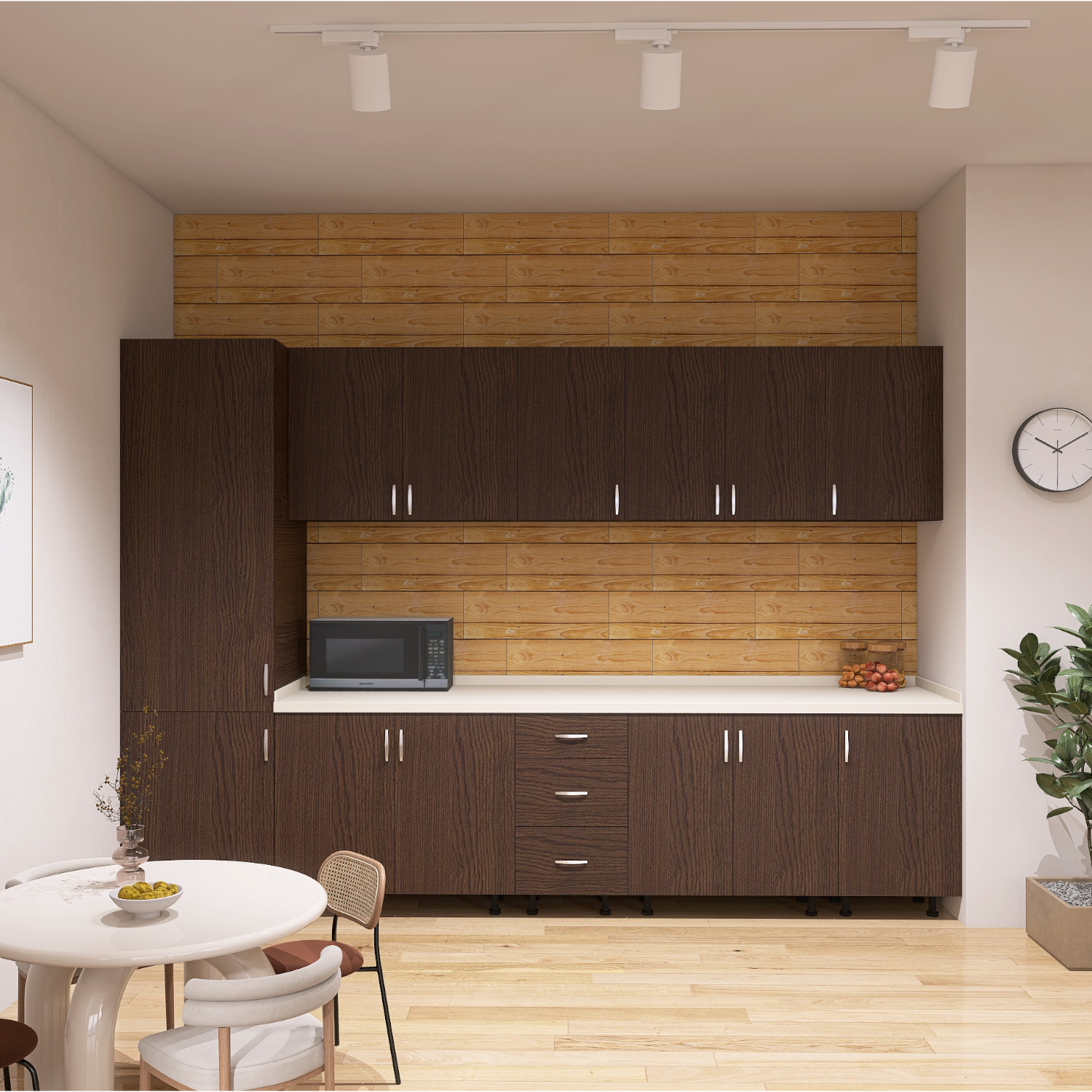 Bucatarie Claus 300 cm, Material PAL 18mm, Culoare Wenge, Blat termorezistent 2.8cm 240cm