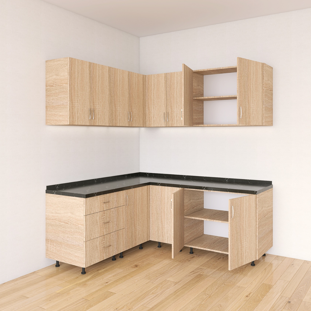 Bucatarie Colt Karla L200 x L170, Pal 18mm, Culoare Sonoma, Balamale Soft - Clos - imagine 3