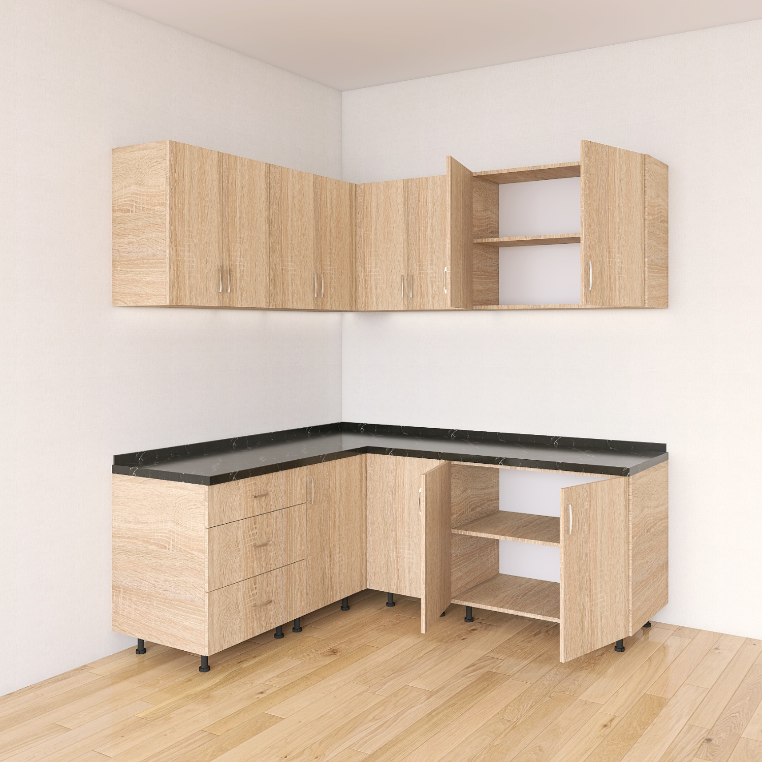 Bucatarie Colt Karla L200 x L170, Pal 18mm, Culoare Sonoma, Balamale Soft - Clos - imagine 3