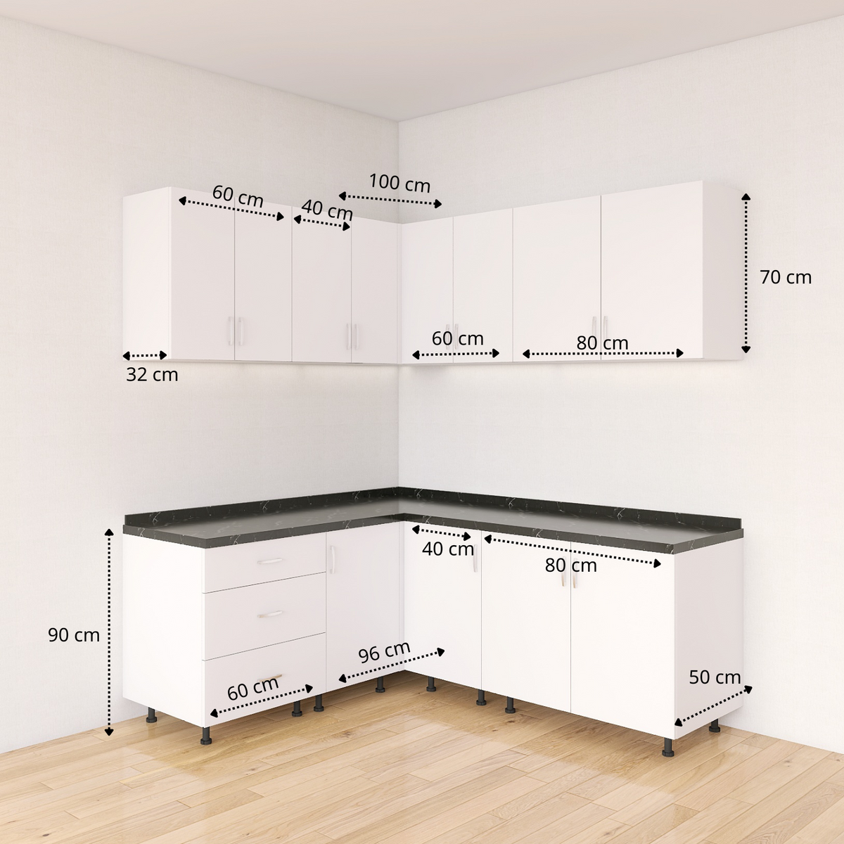 Bucatarie Colt Karla L200 x L170, Pal 18mm, Culoare ALB, Balamale Soft - Clos - imagine 3