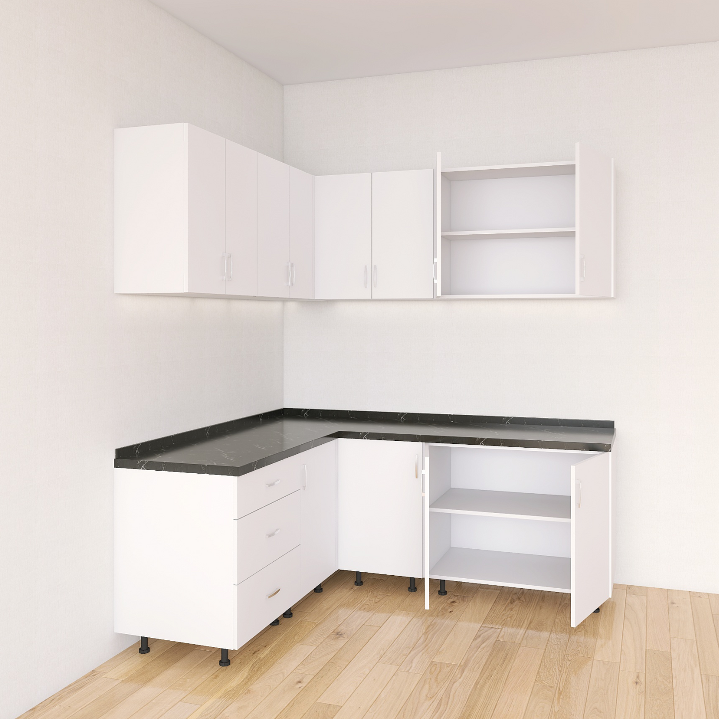 Bucatarie Colt Karla L200 x L170, Pal 18mm, Culoare ALB, Balamale Soft - Clos - imagine 2