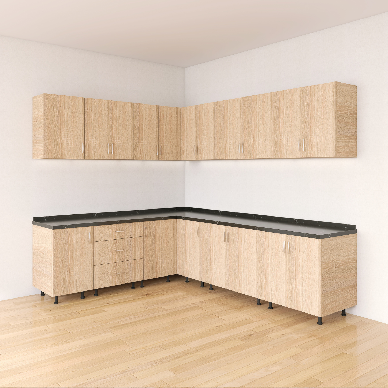Bucatarie Colt Karla L220 x L240, Pal 18mm, Culoare Sonoma, Balamale Soft - Clos - imagine 5