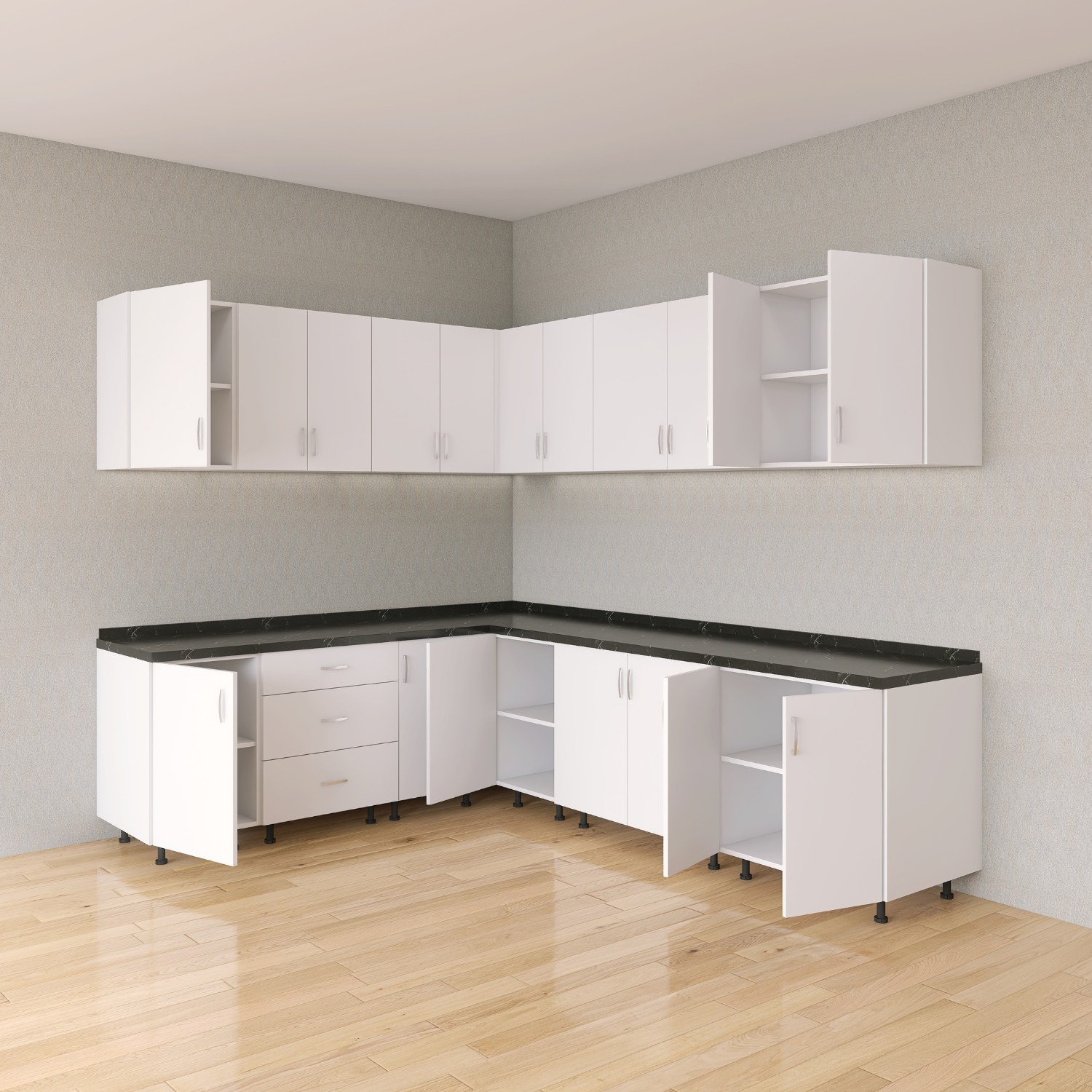 Bucatarie Colt Karla L220 x L240, Pal 18mm, Culoare Alb, Balamale Soft - Clos - imagine 5