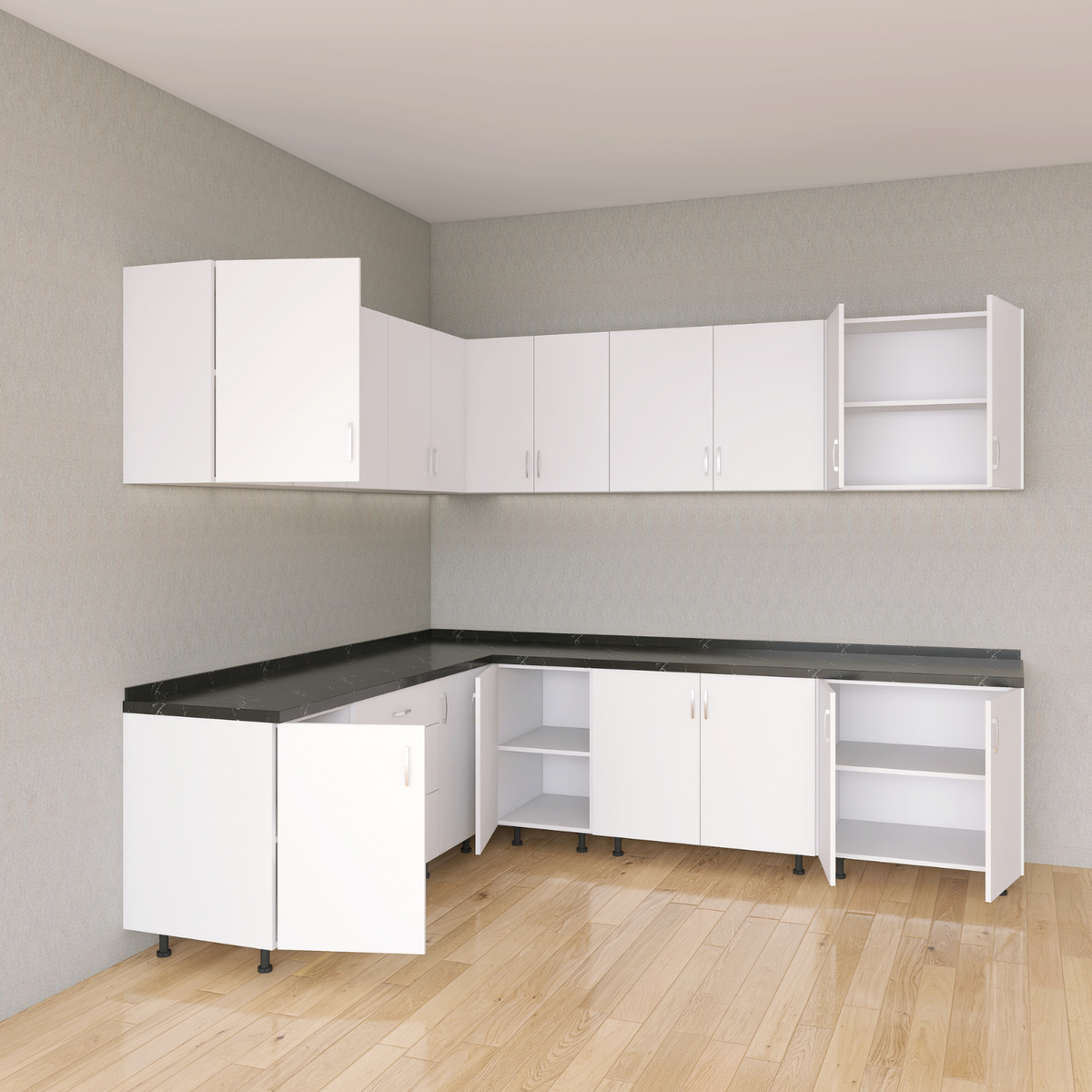 Bucatarie Colt Karla L220 x L240, Pal 18mm, Culoare Alb, Balamale Soft - Clos - imagine 4