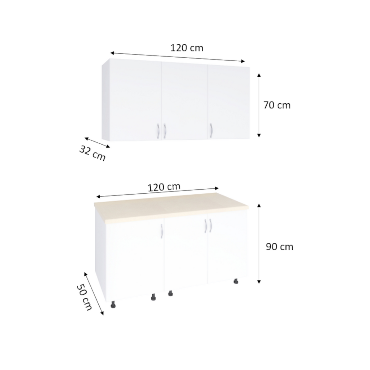 Bucatarie ELA 120, Culoare Alb, Material PAL 18mm, Blat Termorezistent 2.8 cm - imagine 3