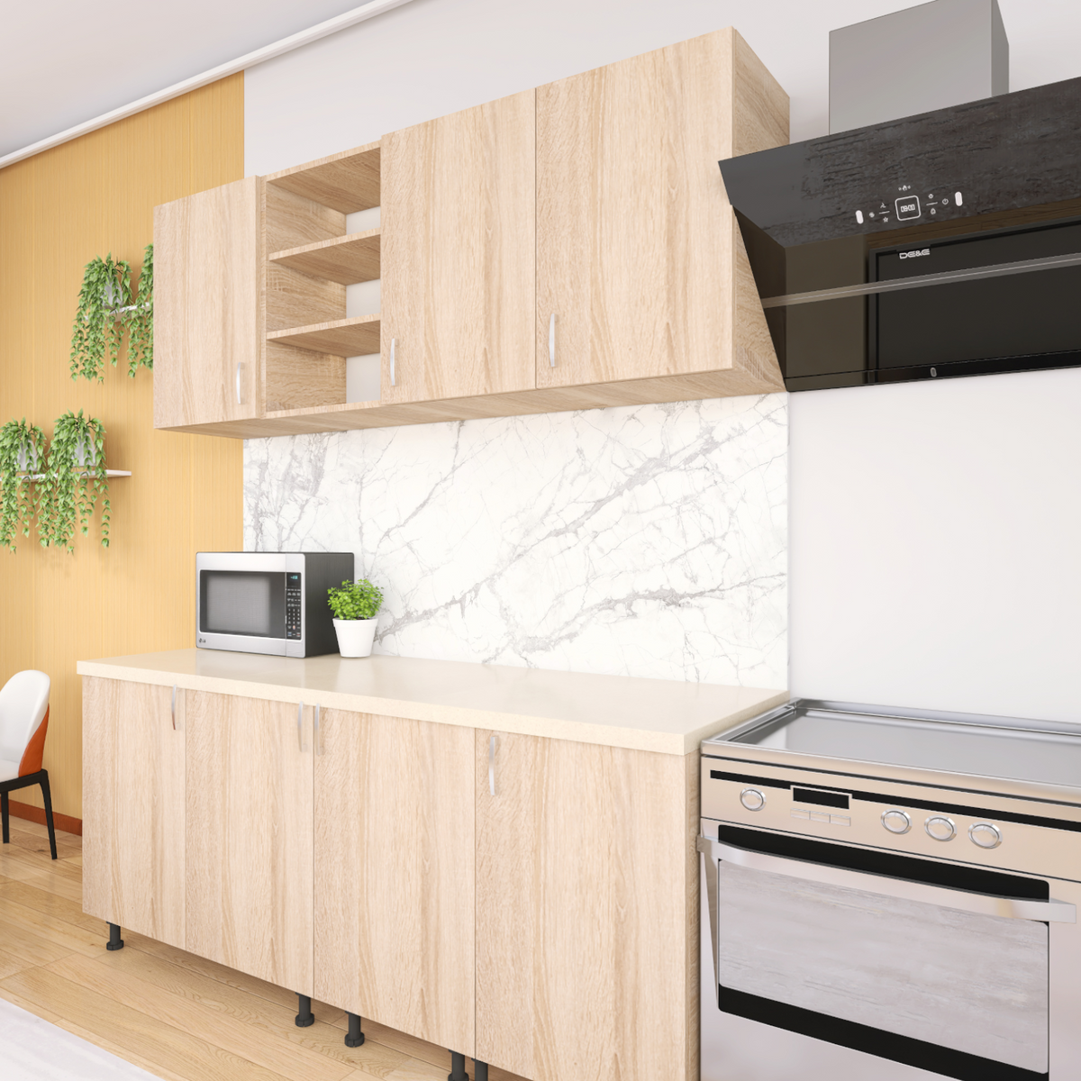 Bucatarie ELA 160 cm , Culoare Sonoma, Material PAL 18mm, Blat Termorezistent - imagine 2