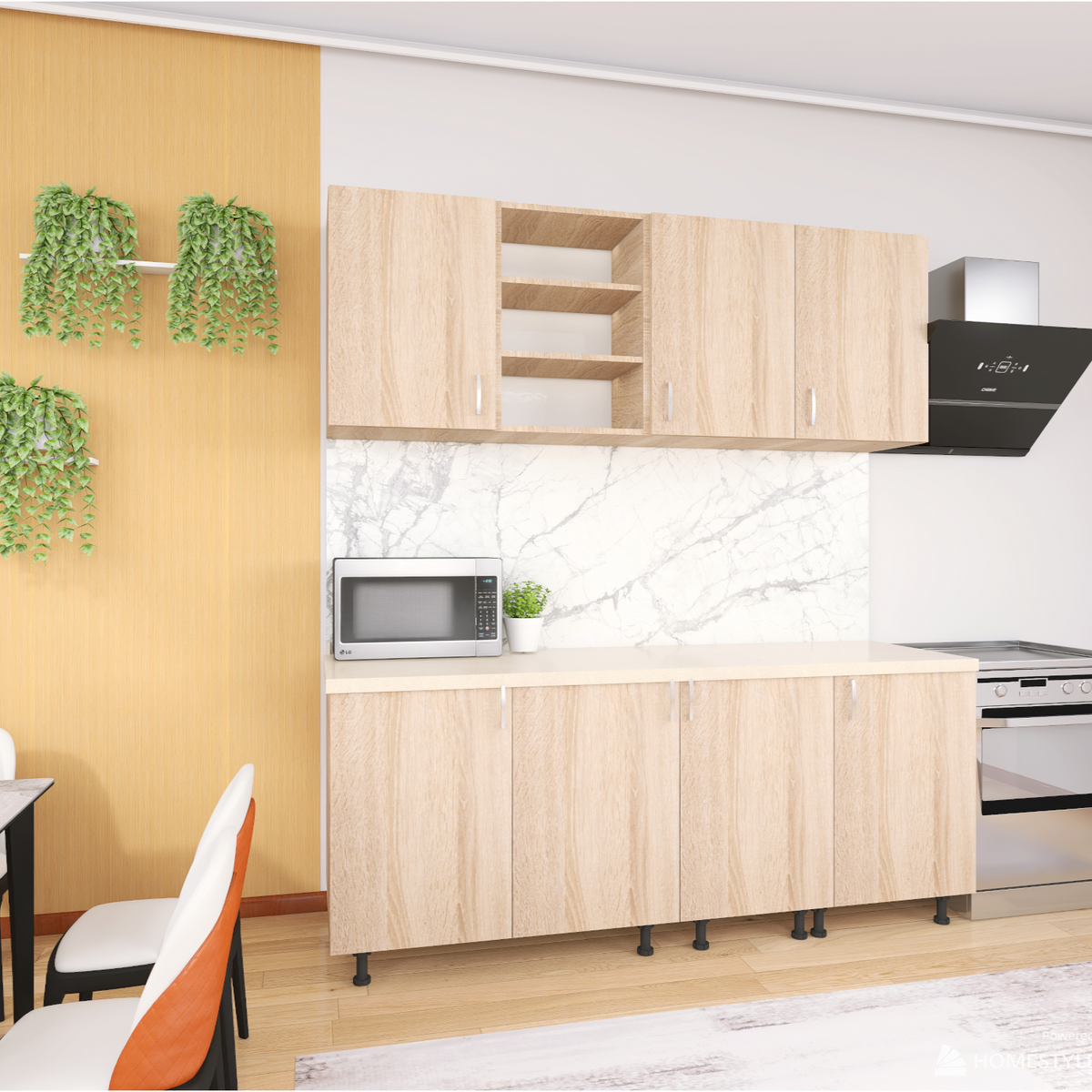 Bucatarie ELA 160 cm , Culoare Sonoma, Material PAL 18mm, Blat Termorezistent - imagine 5