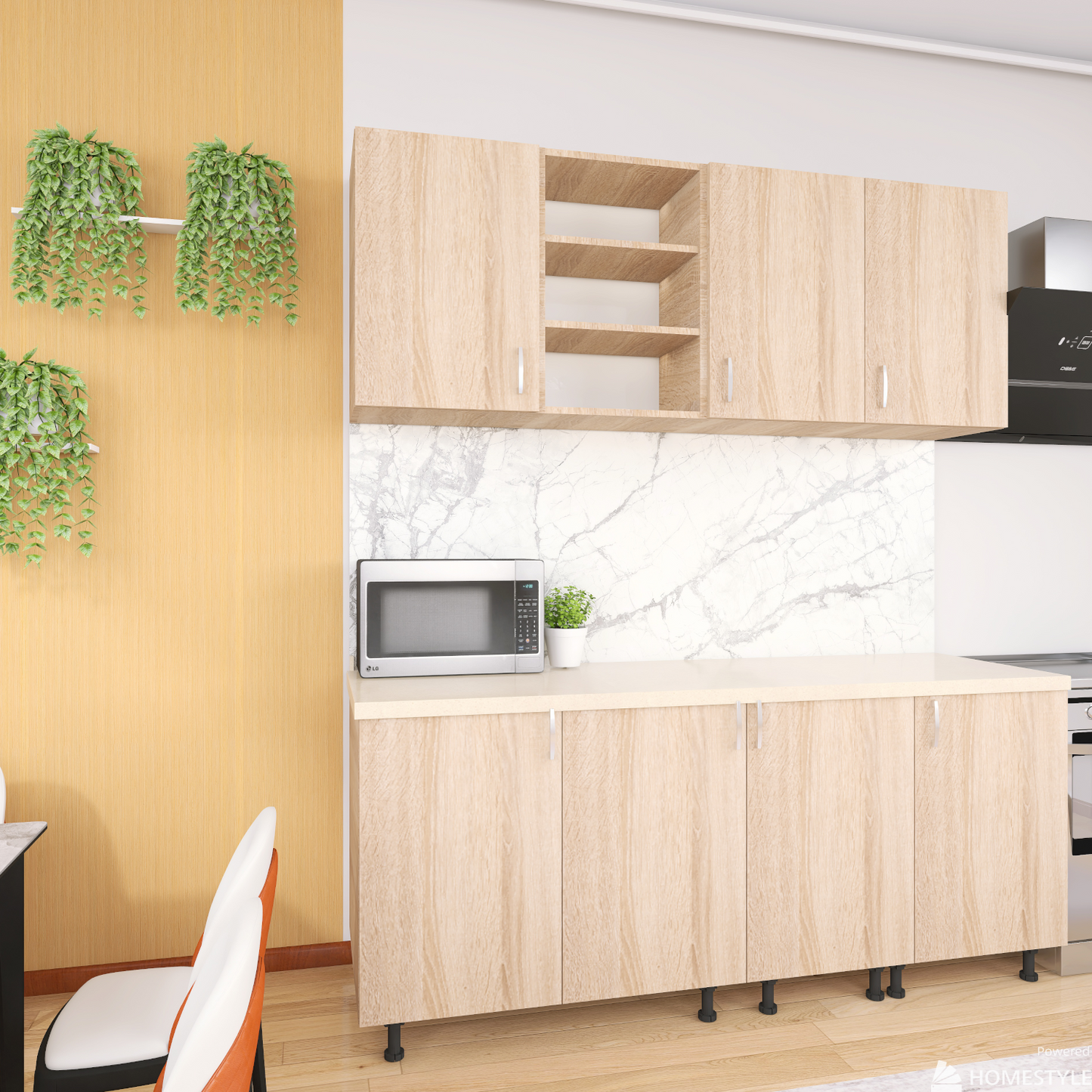 Bucatarie ELA 160 cm , Culoare Sonoma, Material PAL 18mm, Blat Termorezistent - imagine 4