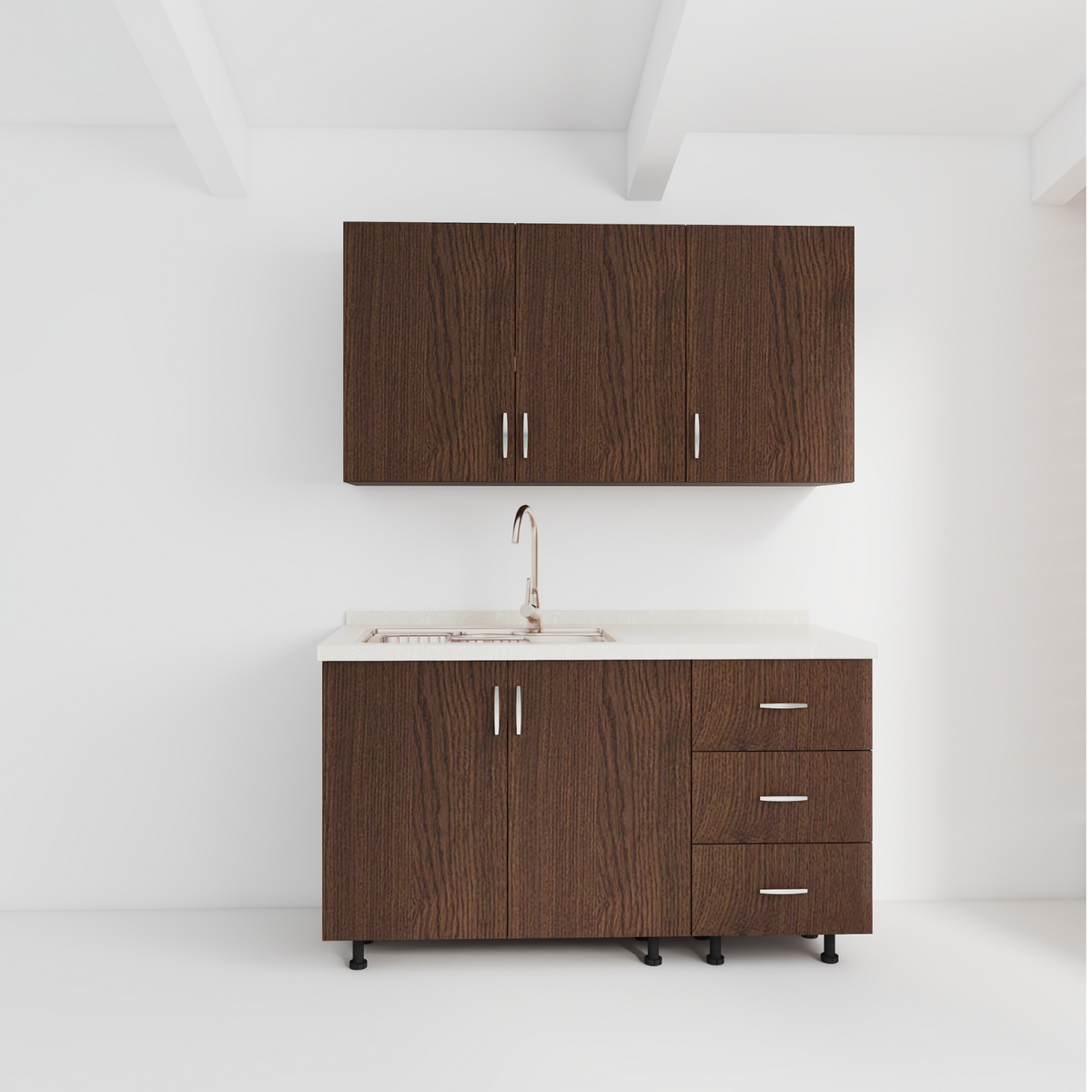 Bucatarie Maia 100 cm, Pal 18mm, Culoare WENGE, Blat Termorezistent 2.8 cm - imagine 2