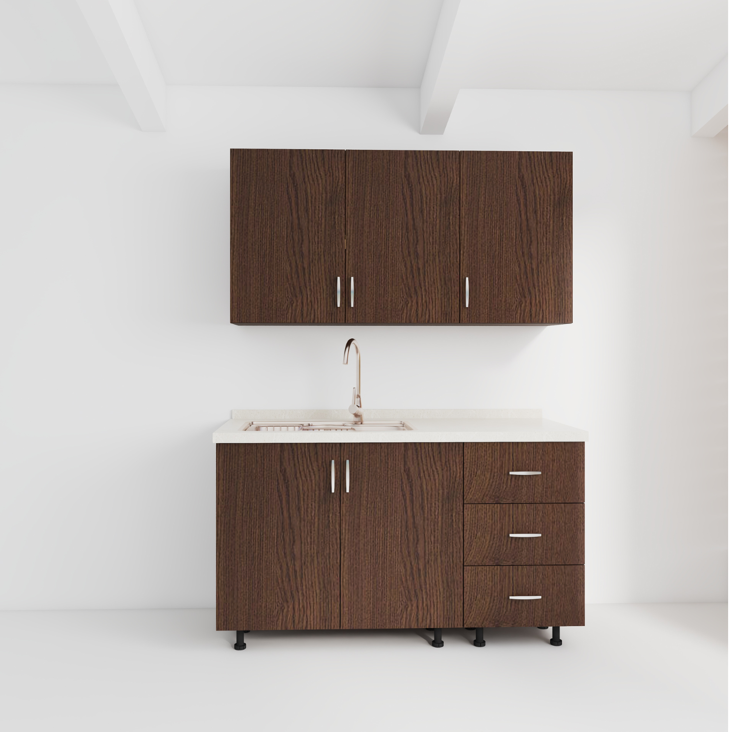 Bucatarie Maia 120 cm, Pal 18mm, Culoare WENGE, Blat Termorezistent 2.8 cm - imagine 2