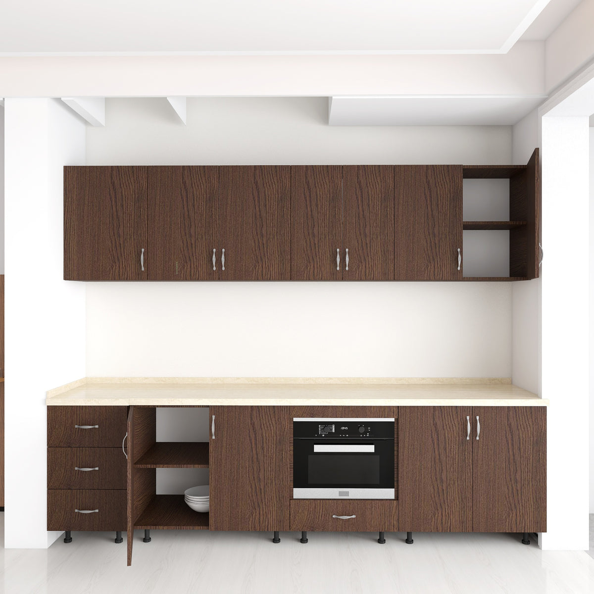 Bucatarie Modulara 260 cm, Picioare Reglabile, Material Pal 18mm, Culoare WENGE - imagine 3