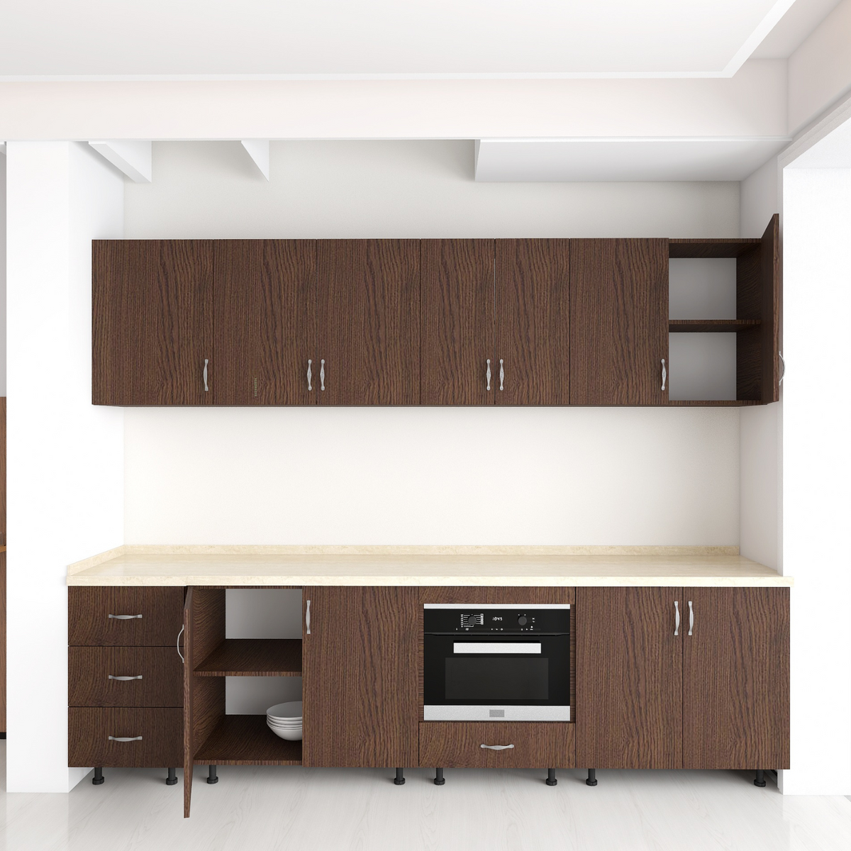 Bucatarie Modulara 260 cm, Picioare Reglabile, Material Pal 18mm, Culoare WENGE - imagine 2