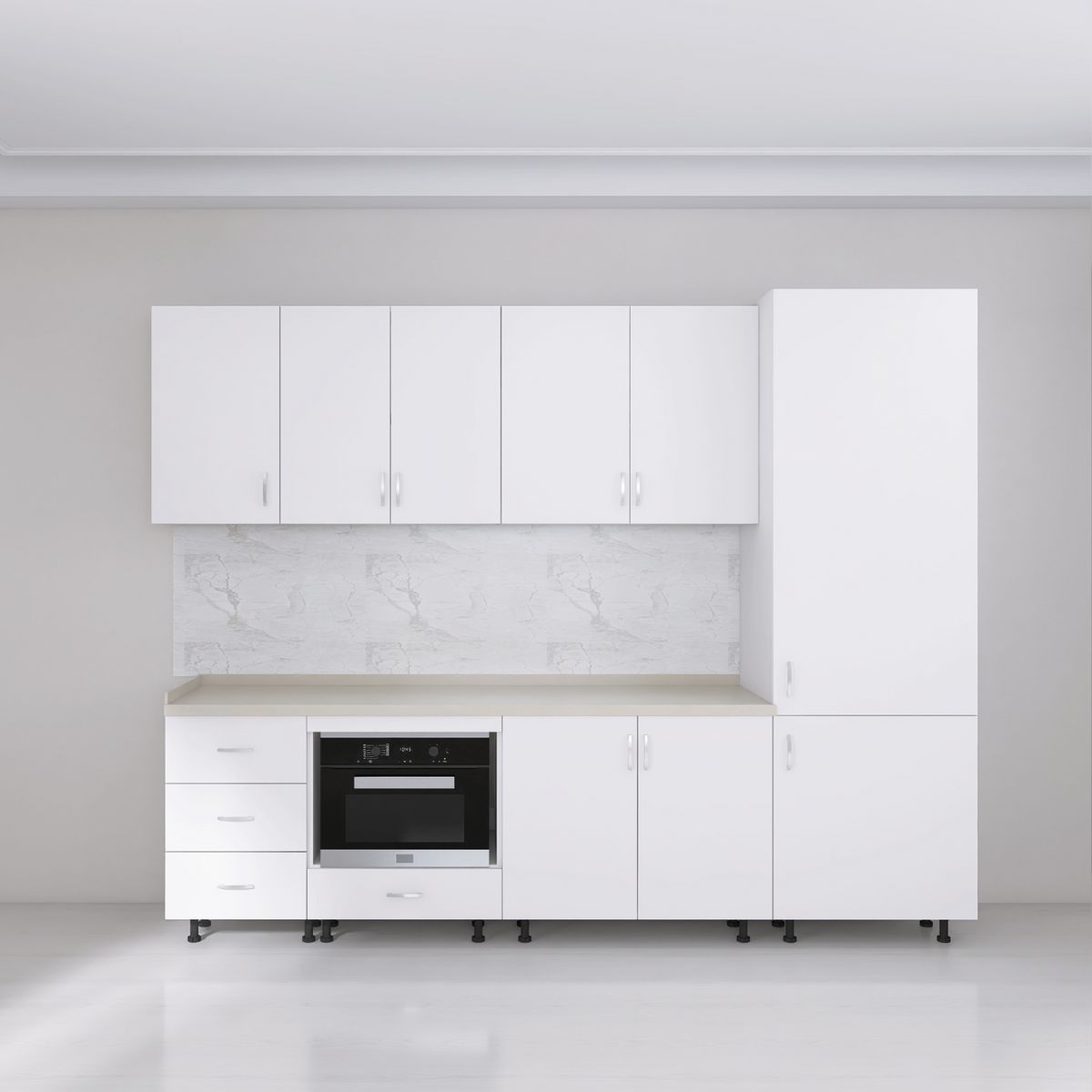 Bucatarie Modulara Adina 240cm ,Picioare Reglabile, Material Pal 18mm, Culoare Alb - imagine 2