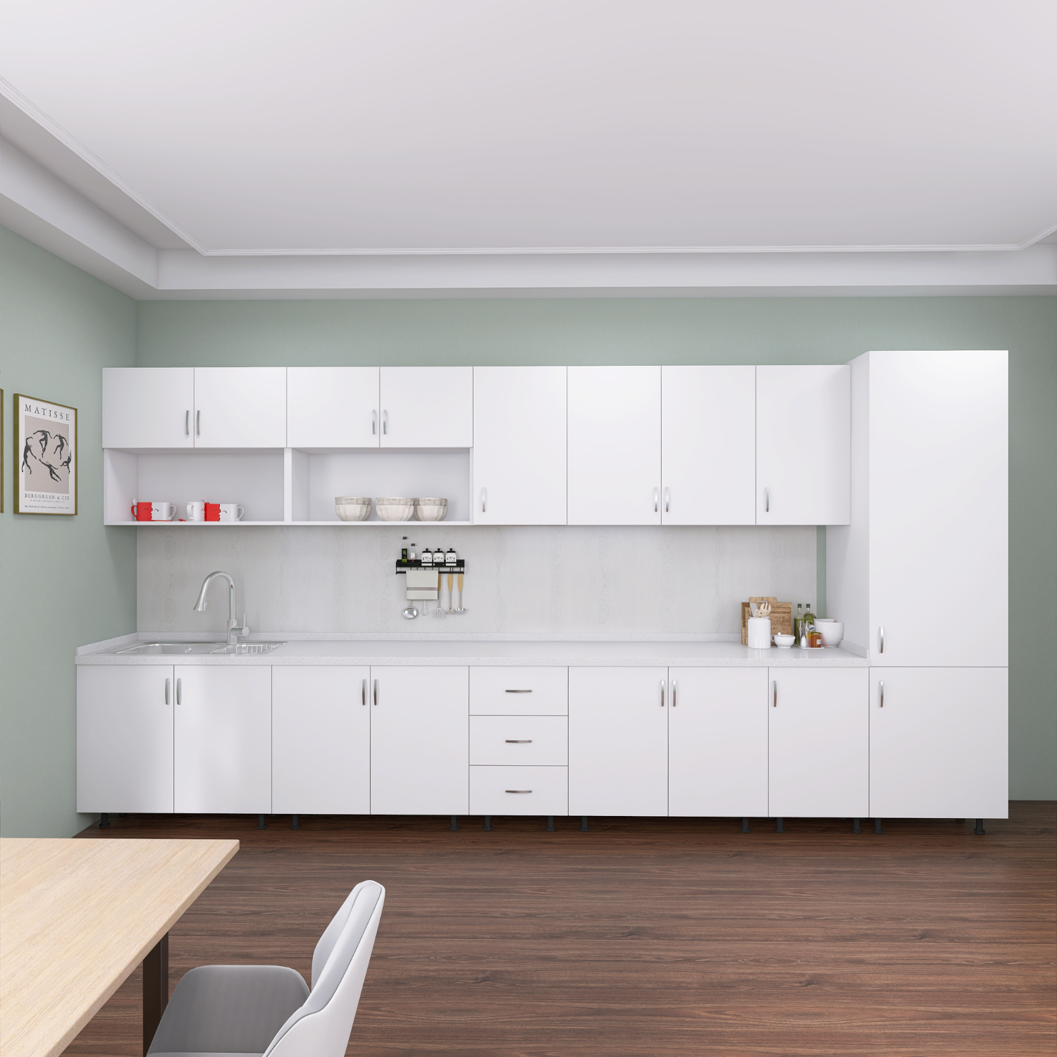 Bucatarie Modulara Mondo 360cm, Material Pal 18mm, Culoare Alb - imagine 3