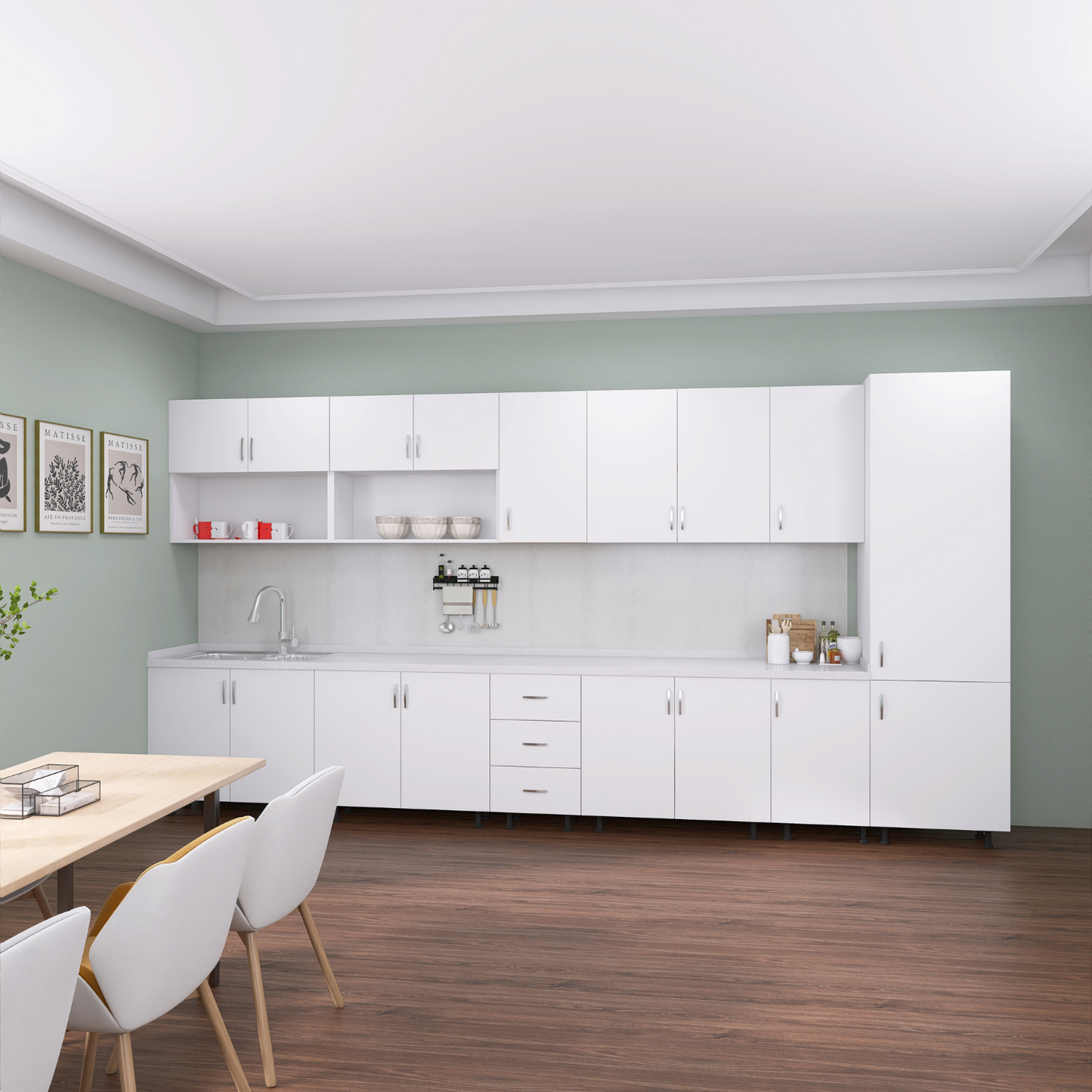 Bucatarie Modulara Mondo 360cm, Material Pal 18mm, Culoare Alb - imagine 2