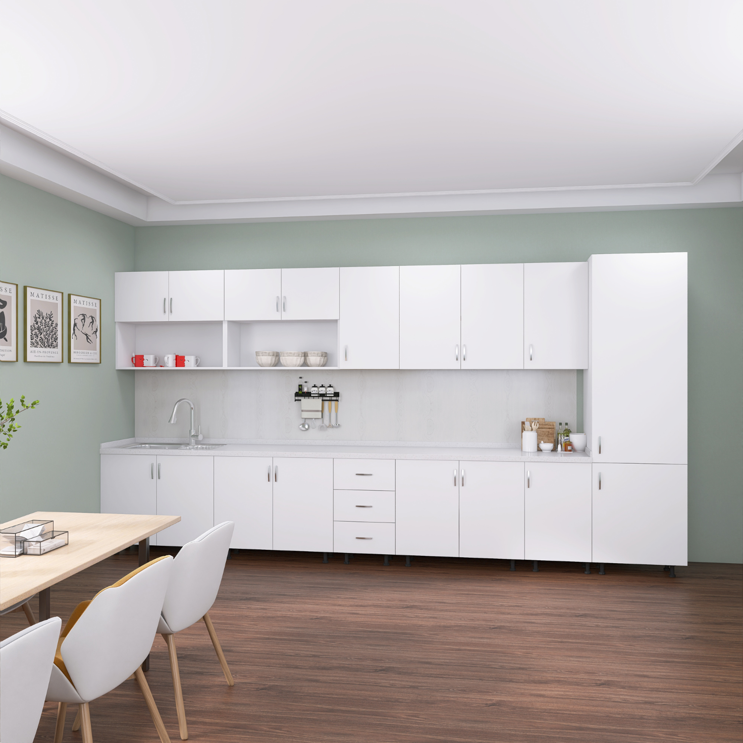Bucatarie Modulara Mondo 360cm, Material Pal 18mm, Culoare Alb - imagine 2