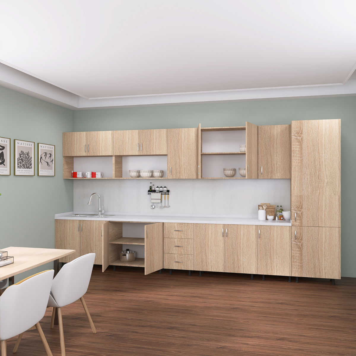 Bucatarie Modulara Mondo 360cm, Material Pal 18mm, Culoare Stejar Sonoma - imagine 3